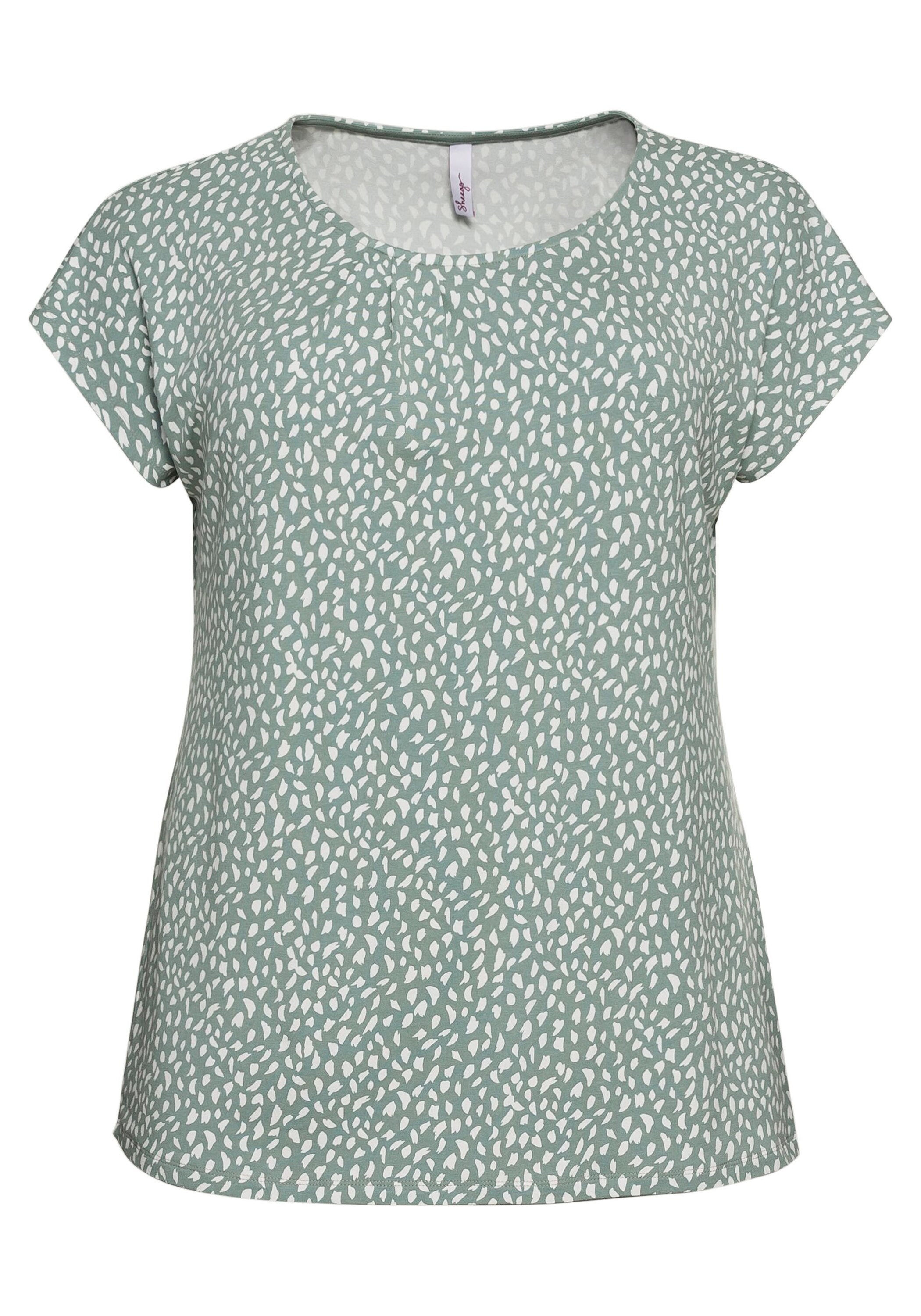 Sheego T-Shirt »Shirt mit Alloverdruck und gelegten Falten«, mit Alloverdruck und gelegten Falten