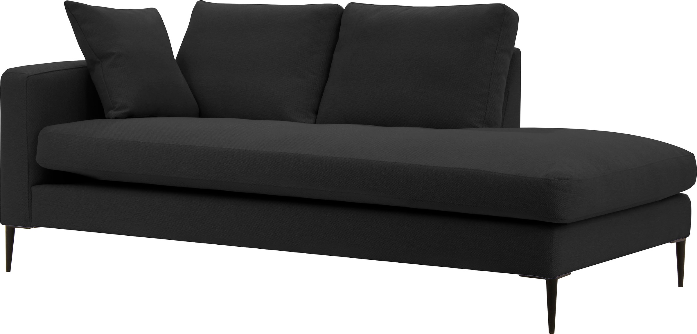 Leonique Recamiere »Cozy Chaiselongue, Maße B/T/H: 195/97/80 cm«, mit losen Kissen und Metallbeinen, Armlehne links oder rechts wählbar