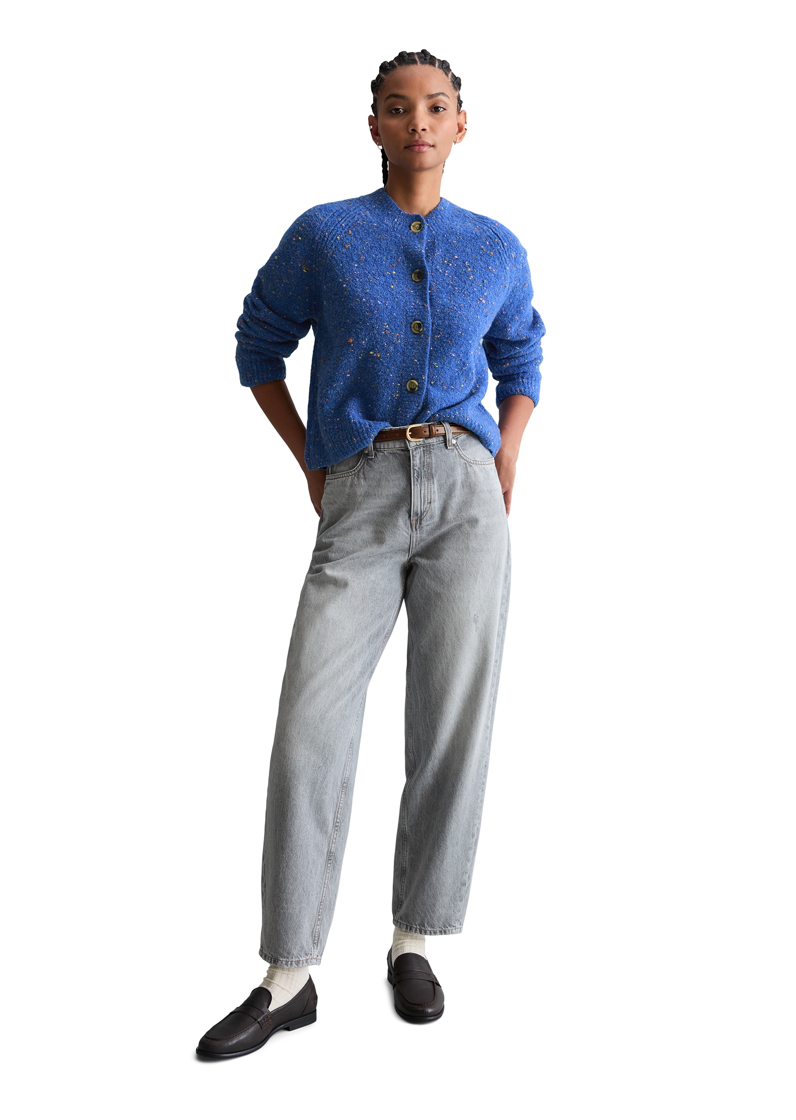 Marc O'Polo DENIM Strickjacke Bouclé, relaxed fit, aus Schurwolle-Viskose-Mix