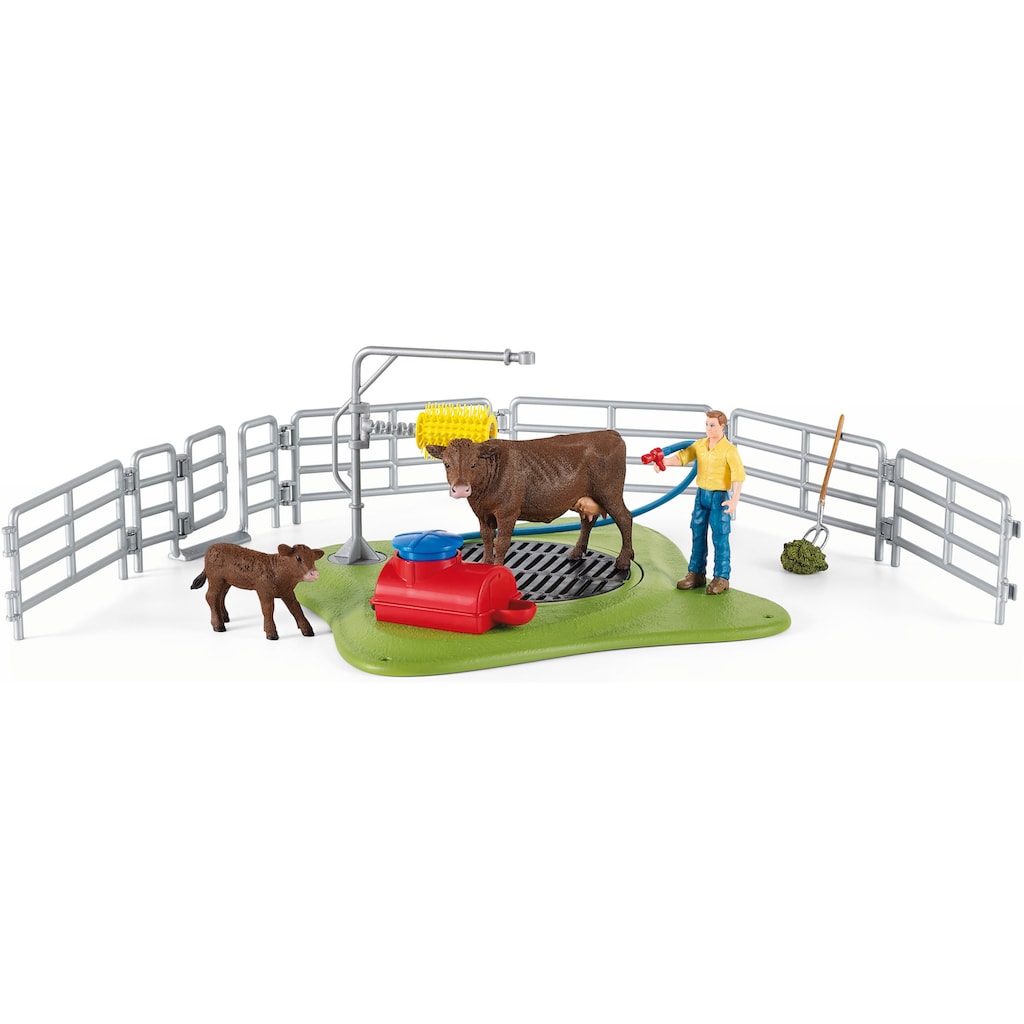 Schleich® Spielwelt »Farm World, Kuh Waschstation (42529)«, Made in Europe