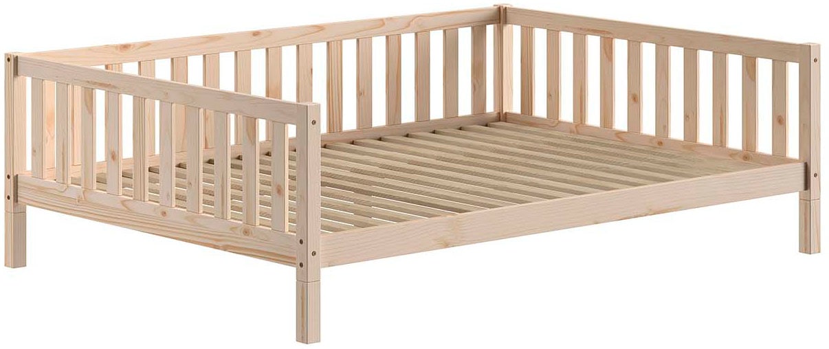 Vipack Daybett »Dallas Massiv Bett mit Rausfallschutz umbaubar vom Boden- zum Daybett« mit Bettschublade, wahlweise Kiefer massiv natur oder weiß
