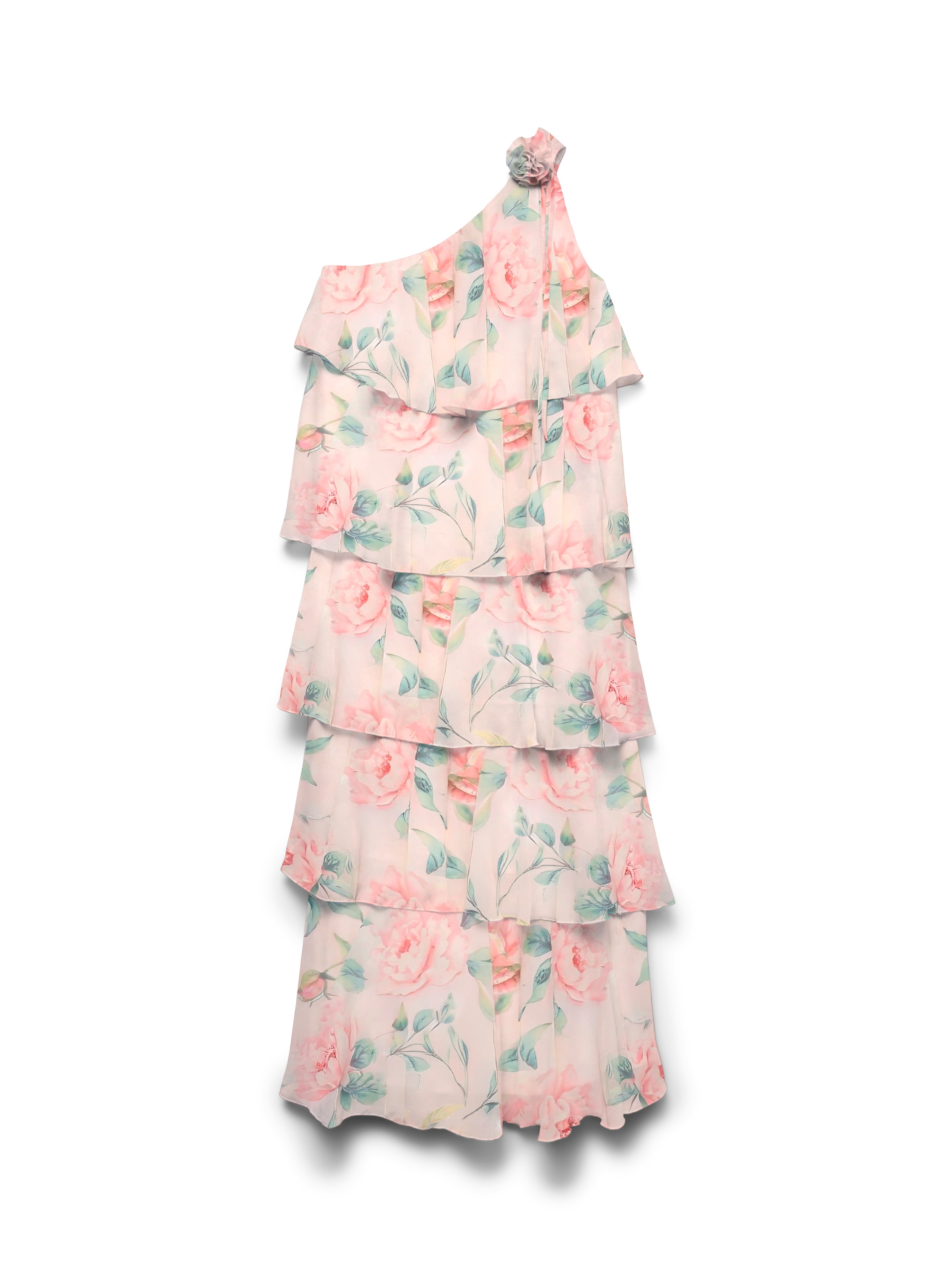 Vero Moda Maxikleid »VMFELICIA OS RUFFLE ANKLE DRESS EXP« Kunstfaser, one shoulder Träger