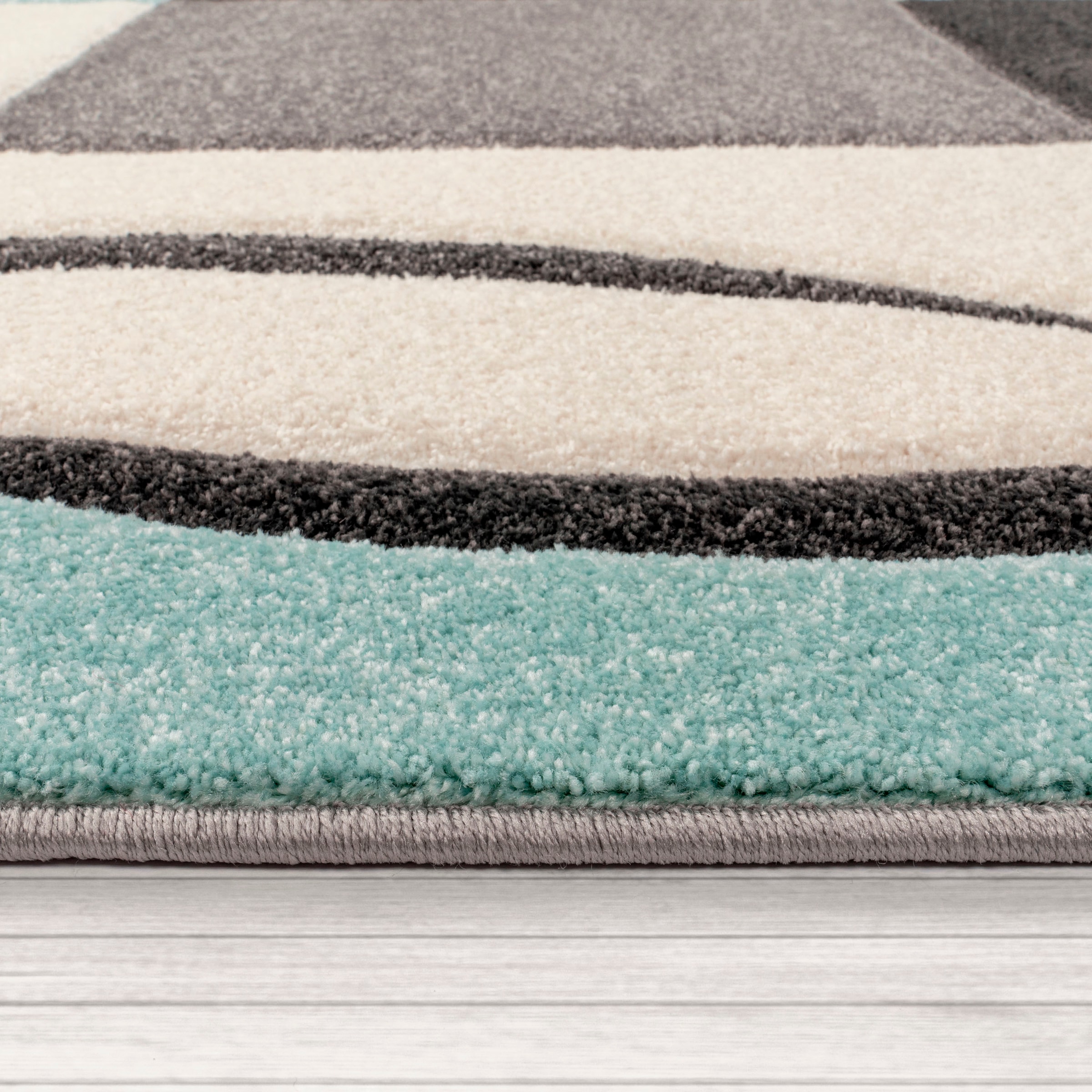 Paco Home Teppich »Lara 235«, rechteckig, 16 mm Höhe, Kurzflor, modernes Design, Pastell-Farben, mit Konturenschnitt