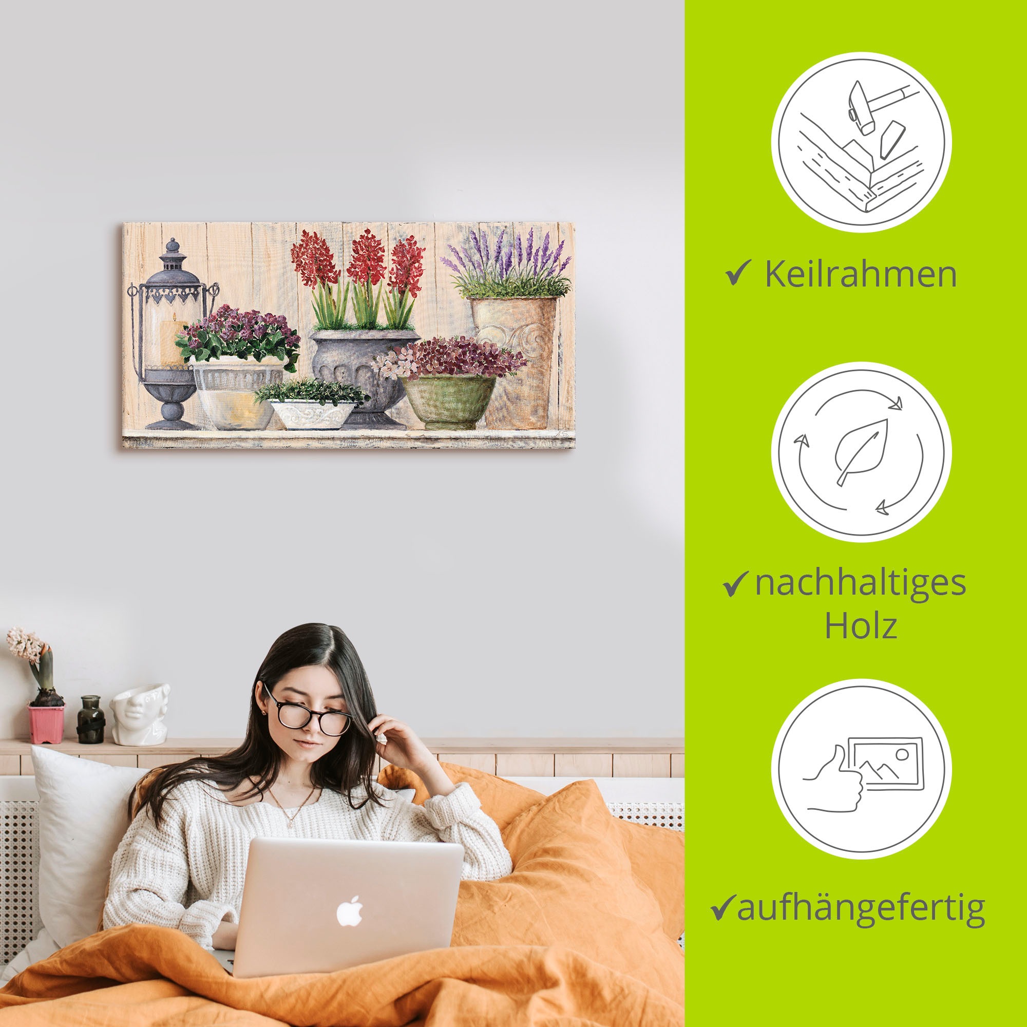 Artland Leinwandbild »Antike Komposition_hell« Vasen & Töpfe 1 Stk. tlg. auf Holzrahmen gespannt