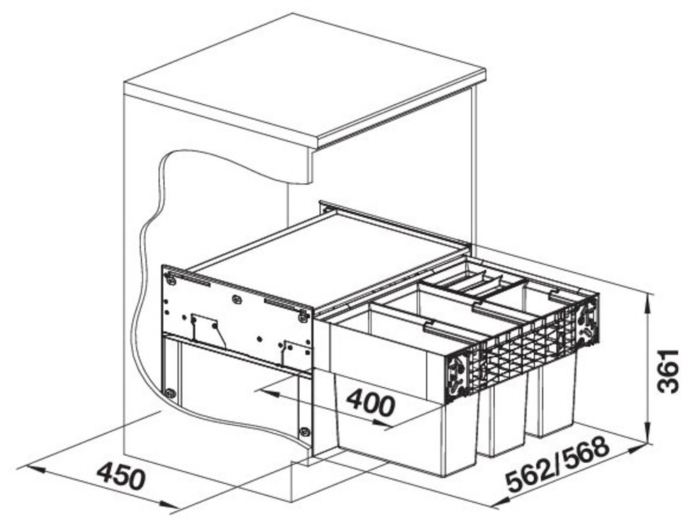 Blanco Mülltrennsystem »Select II 60/4«, 4 Behälter, Kunststoff, Stahlblech, 600 mm Untermass
