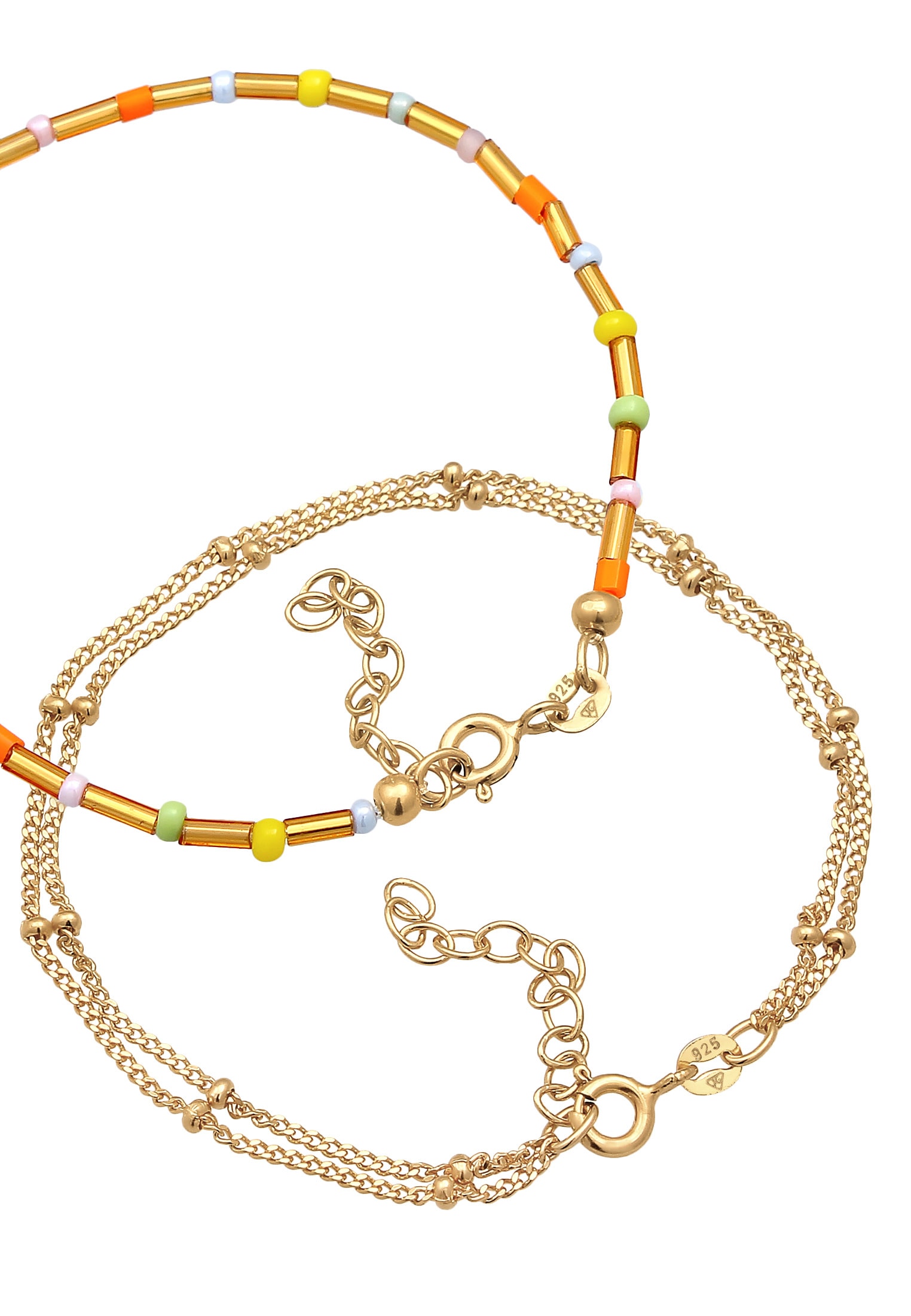 Elli Armkette »Armband Layer Kugel Glas Beads Bunt 2er Set 925er Silber«