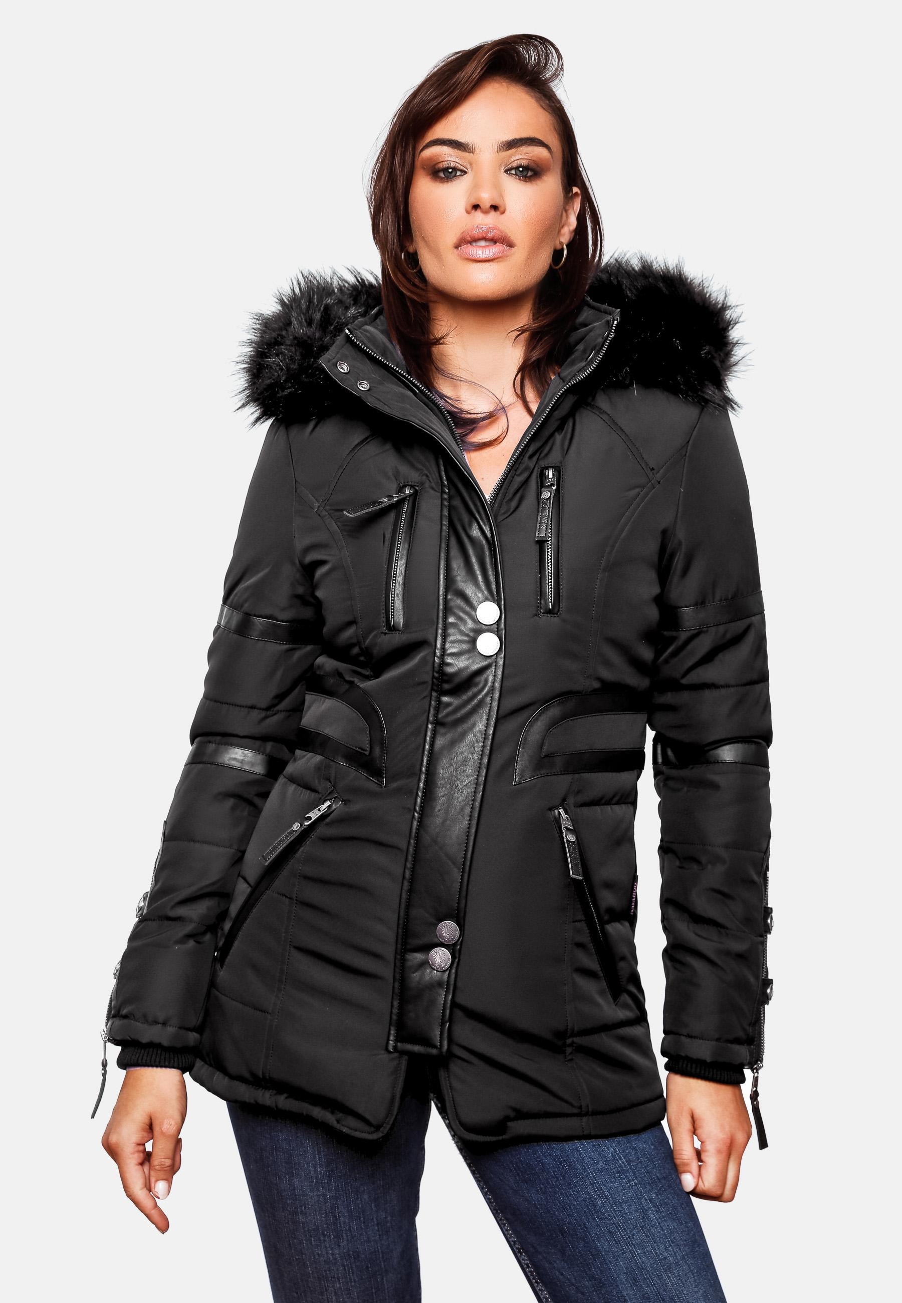 Navahoo Winterjacke »Wintermantel Moon«, mit Kapuze, stylischer Damen Winter Jacke mit Kapuze