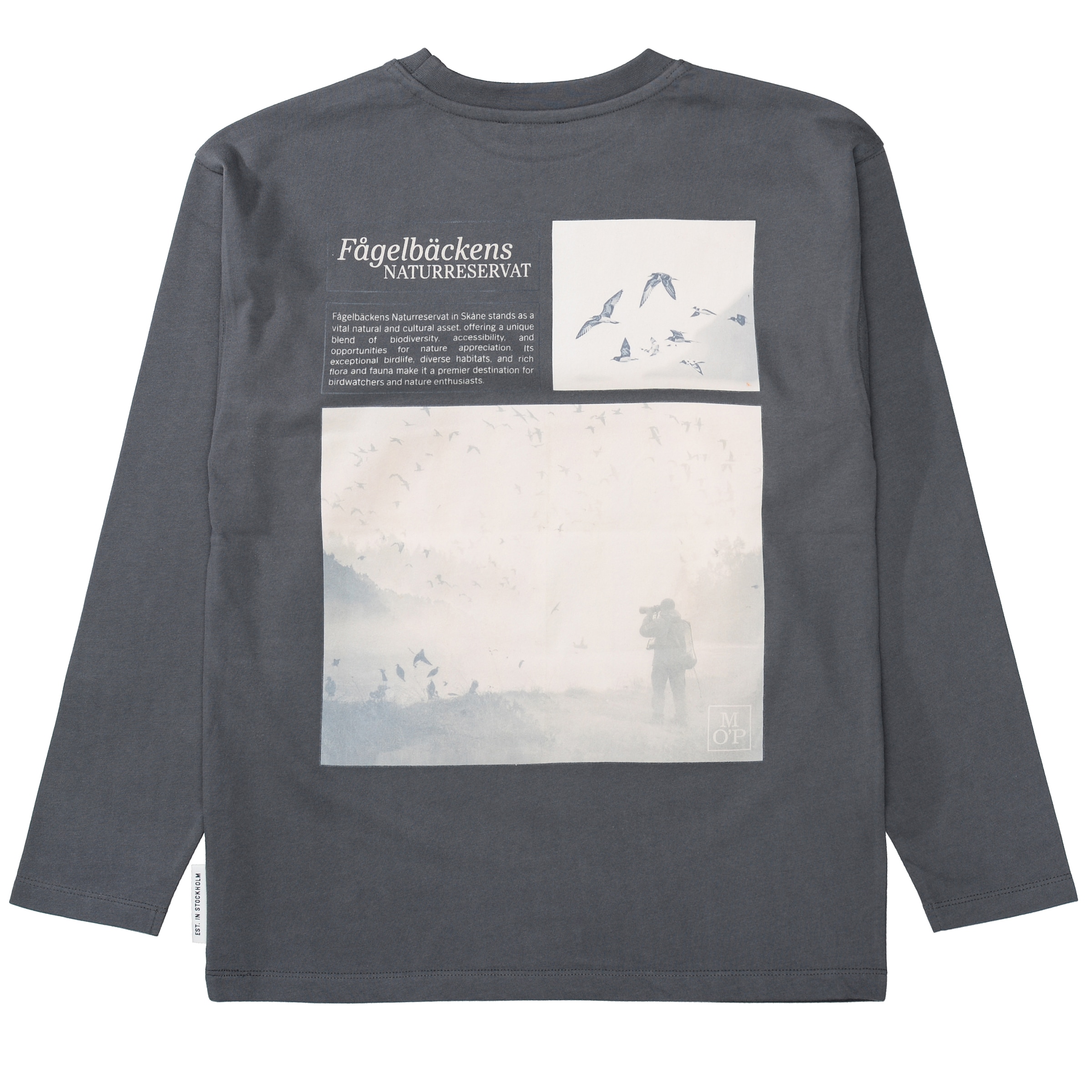 Marc O'Polo Longsleeve mehrfarbiger Rückenprint, reine Baumwolle