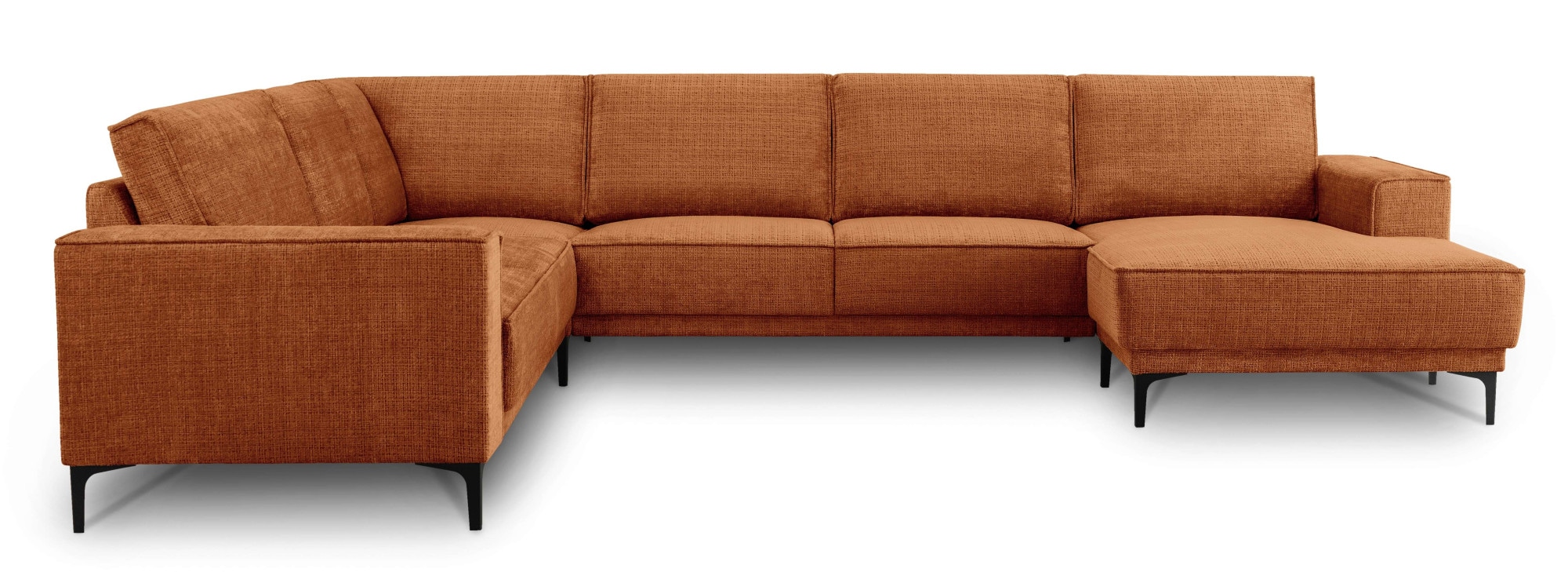 Places of Style Wohnlandschaft »XXL Sofa Oland, Struktur, Flachgewebe, Luxus-Microfaser, Boucle«, U-Form, 342 cm, Wellenunterfederung, Skandi-Design, Metallfüße