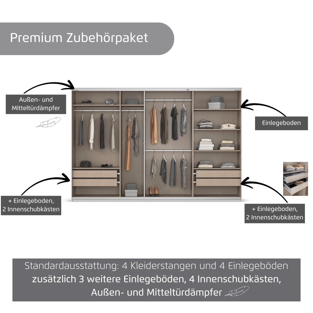 OTTO home Kleiderschrank »Mehrzweckschrank Aktenschrank Möbel Mietswohnung Schlafzimmer AVOLA« 3 verschiedene Ausstattungen BASIC/CLASSIC/PREMIUM (inkl. SOFT-CLOSE),  mit eleganten Zierleisten in Chrom, Schwarz oder Weiß MADE IN GERMANY
