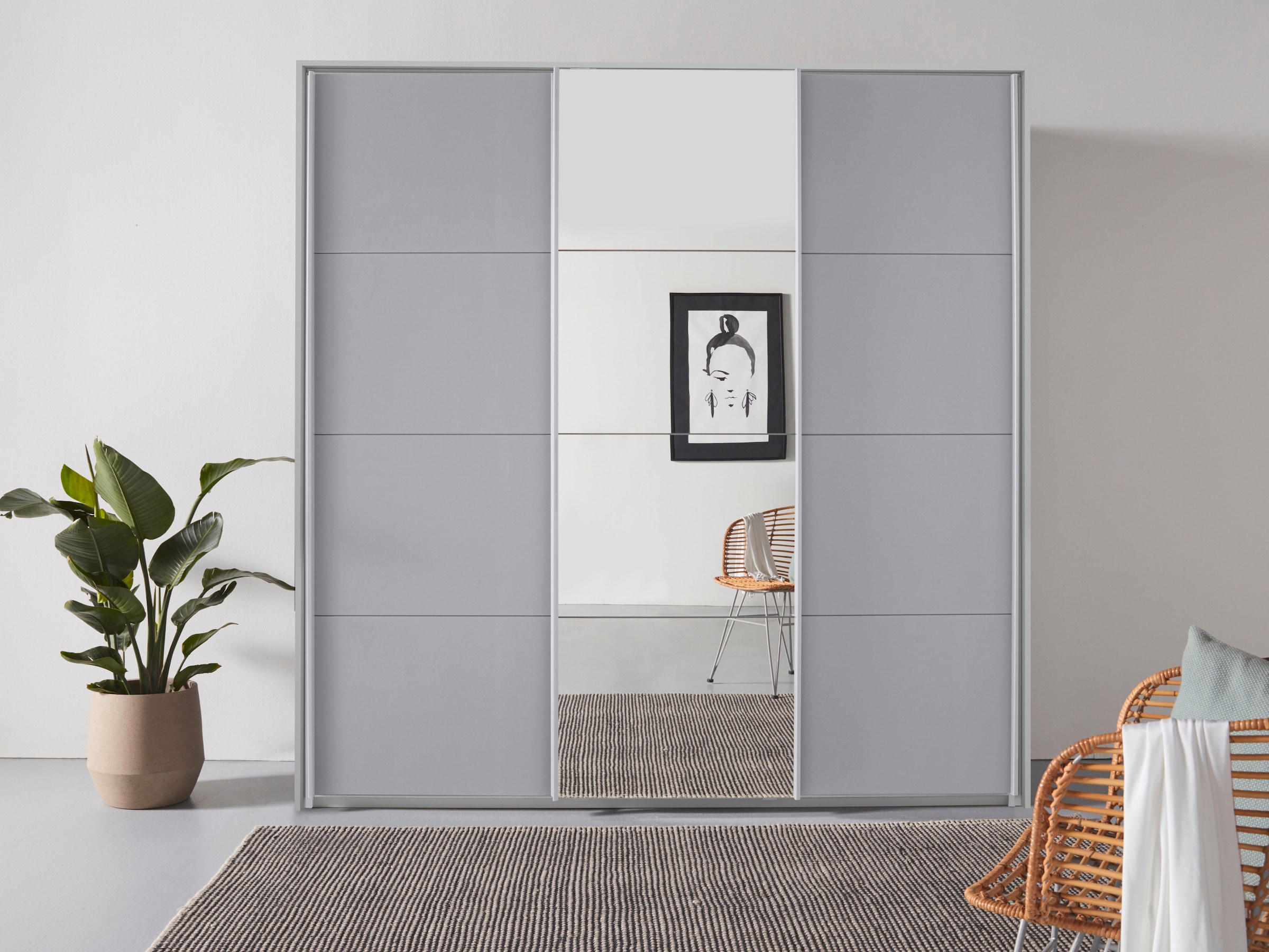 rauch Schwebetürenschrank »Kleiderschrank Schrank Garderobe OTELI inkl. 3 Innenschubladen« Breiten 211/278/323/368 cm Höhen 214/233 cm,  inkl. Passepartout optional mit Beleuchtung MADE IN GERMANY