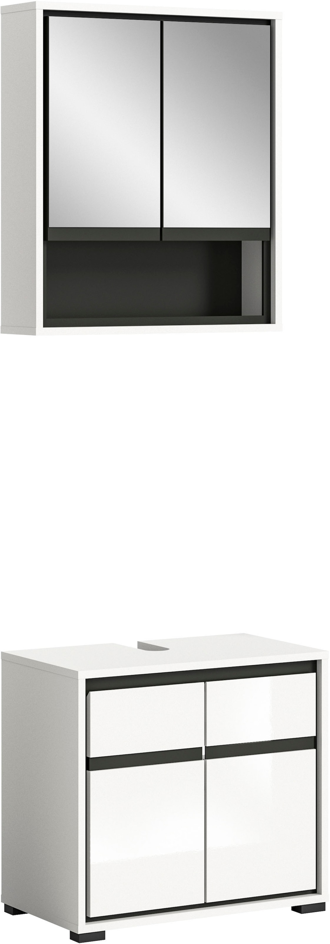 welltime Badmöbel-Set »Jaru«, (Set, 2 St.), Spiegelschrank und  Waschbeckenunterschrank, Breite 60 cm im OTTO Online Shop