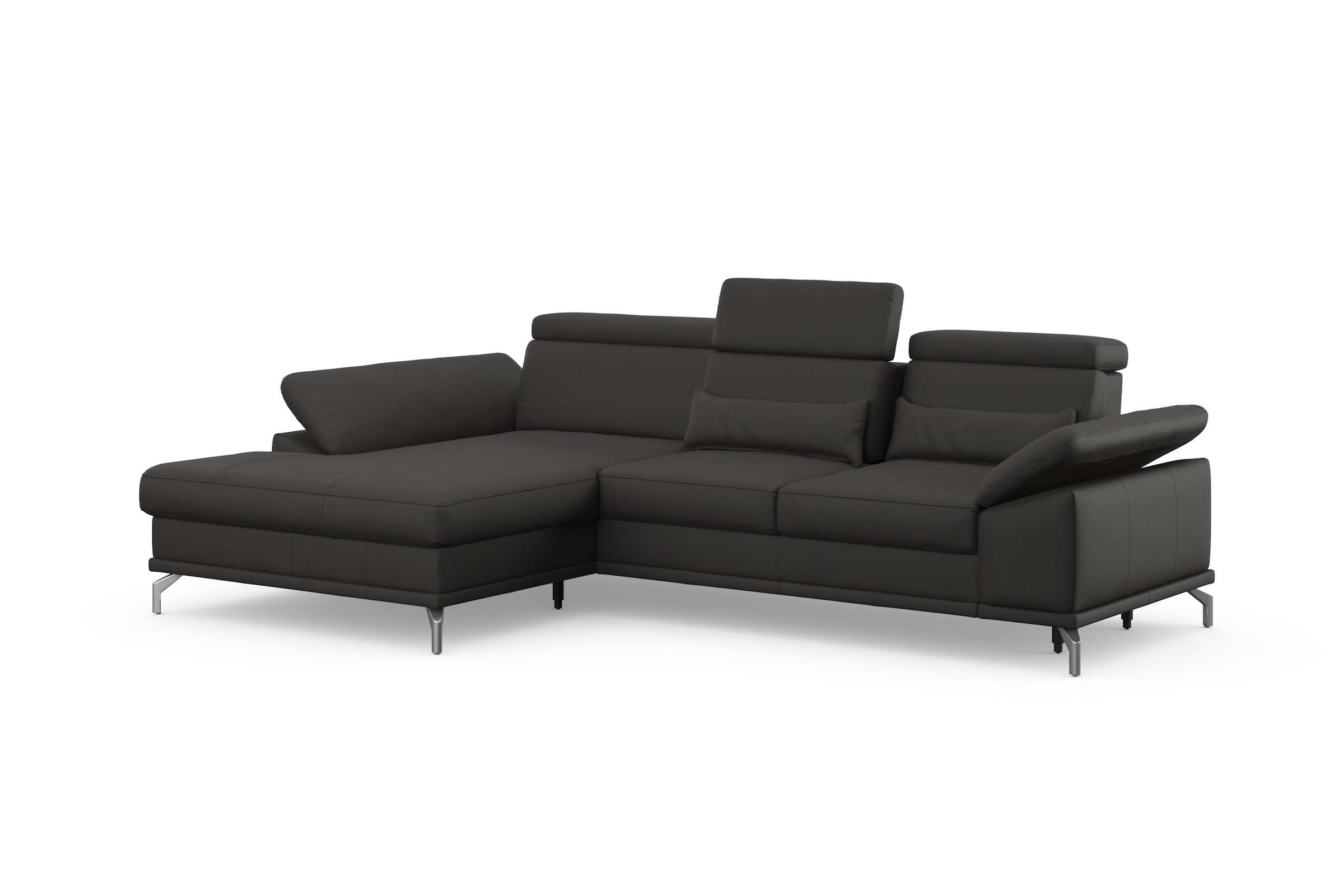 sit&more Ecksofa »Cabrio L-Form, mit Sitztiefenverstellung, Arm- und Kopfteilverstellung«, 2 Nierenkissen, Federkern, optional Bettfunktion und Stauraum