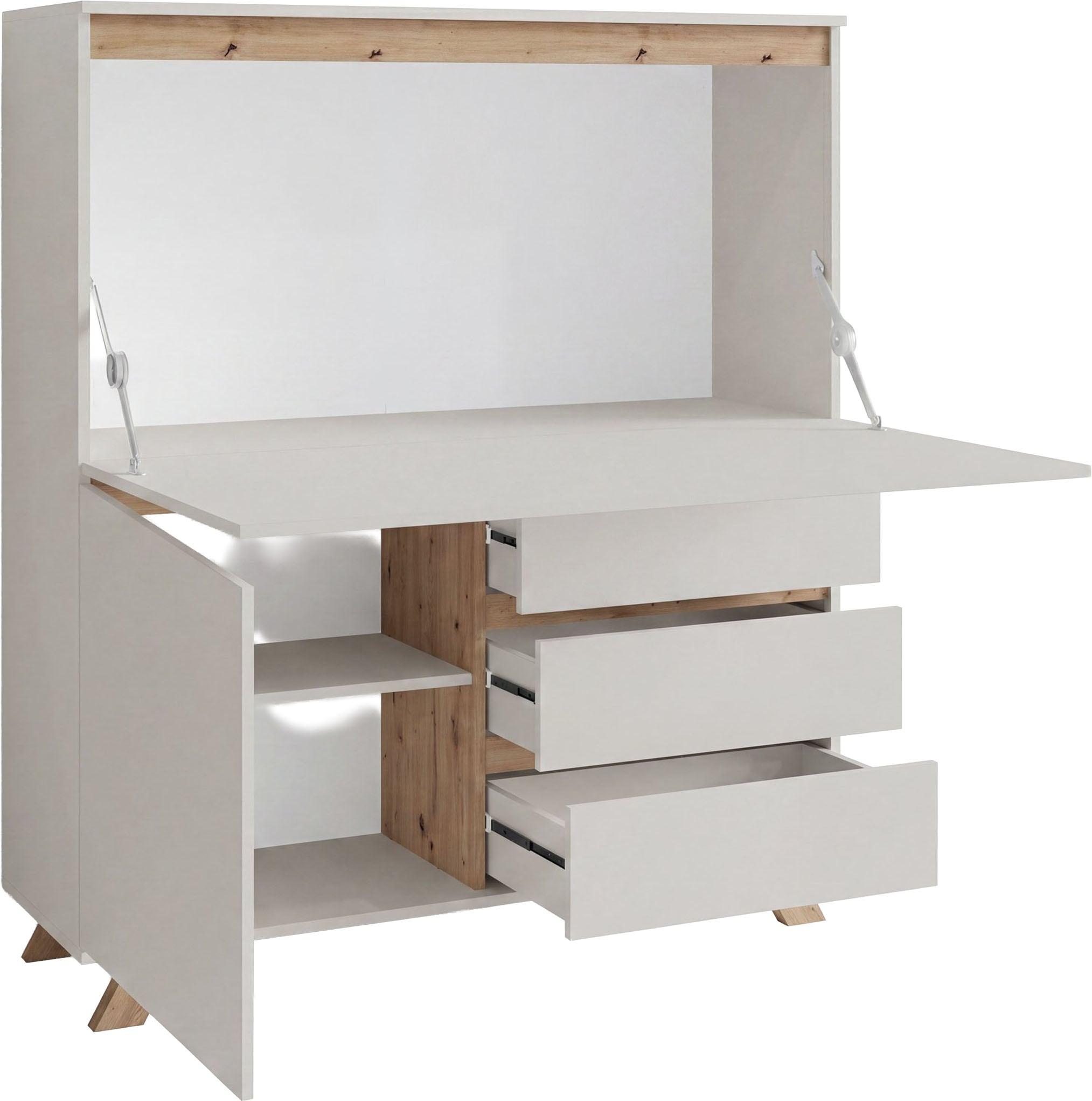 OTTO home Sekretär »Vaux« 1 Stk. tlg. Kaschmir / Artisan Eiche (Eiche-Optik), Klapptür, Stauraum, B: 120 cm