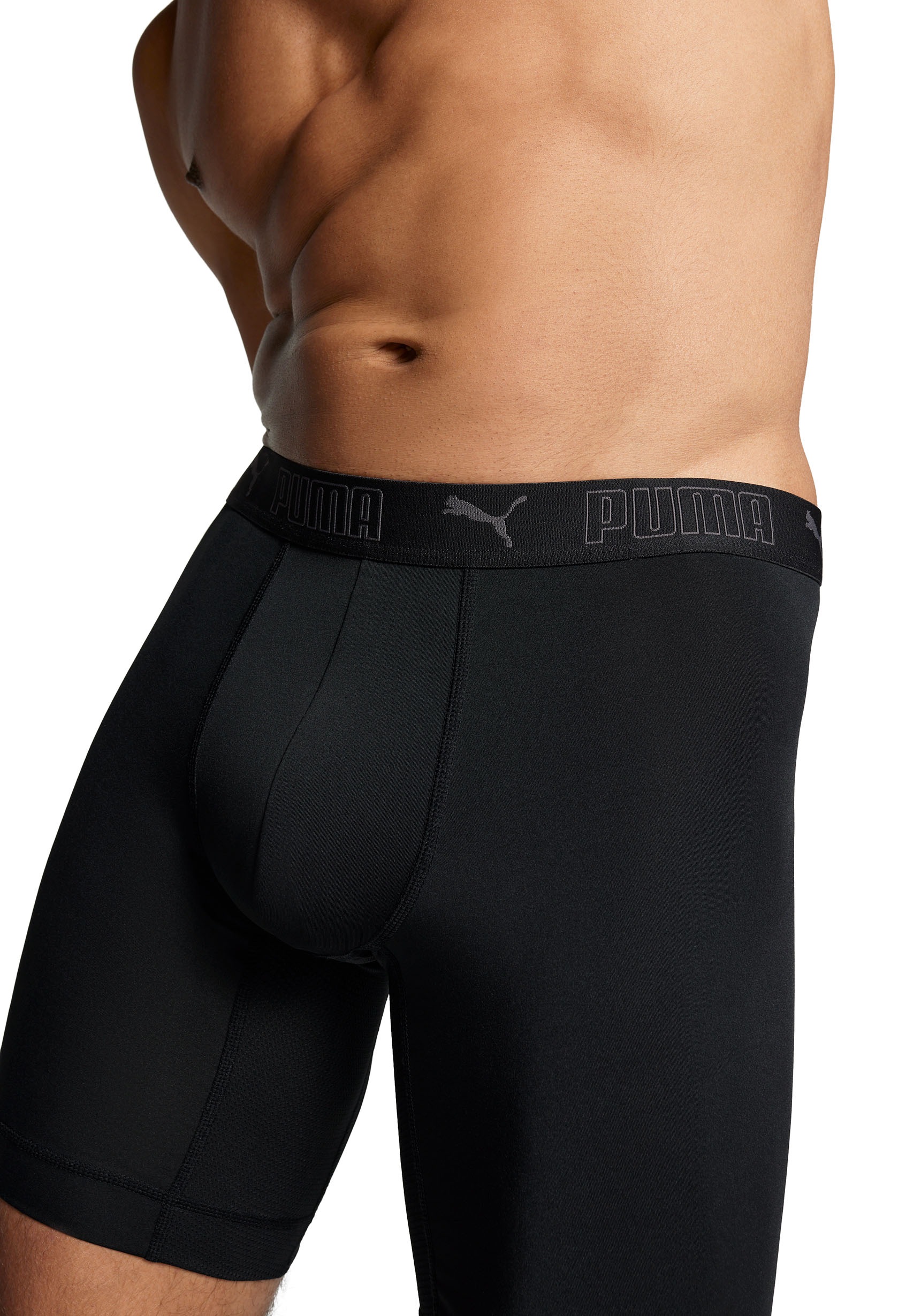 PUMA Boxershorts »PUMA MEN SPORT MICROFIBER LONG BOXERS 2P«, (Packung, 2er Pack), mit Logo-Bund