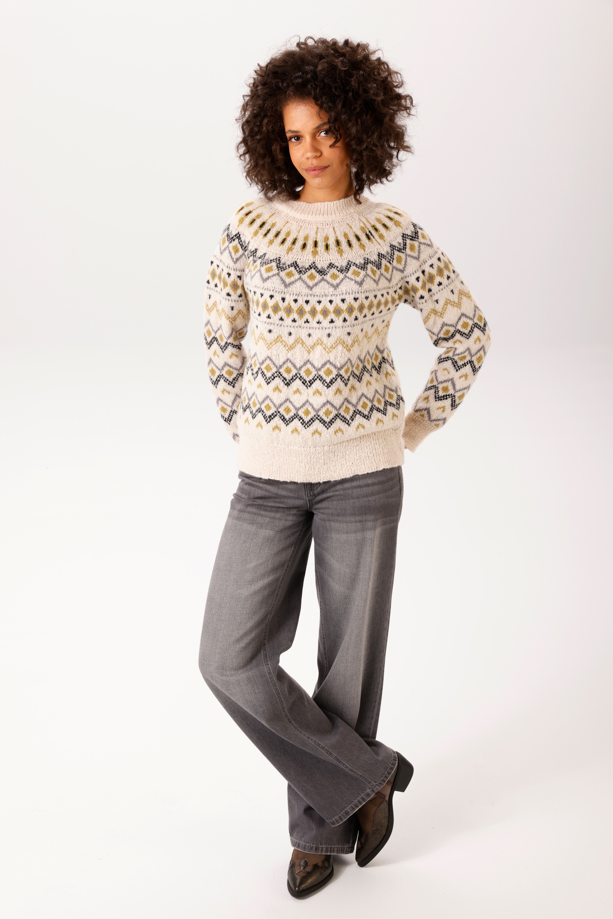 Aniston CASUAL Strickpullover mit trendigem Norweger-Muster - NEUE KOLLEKTION