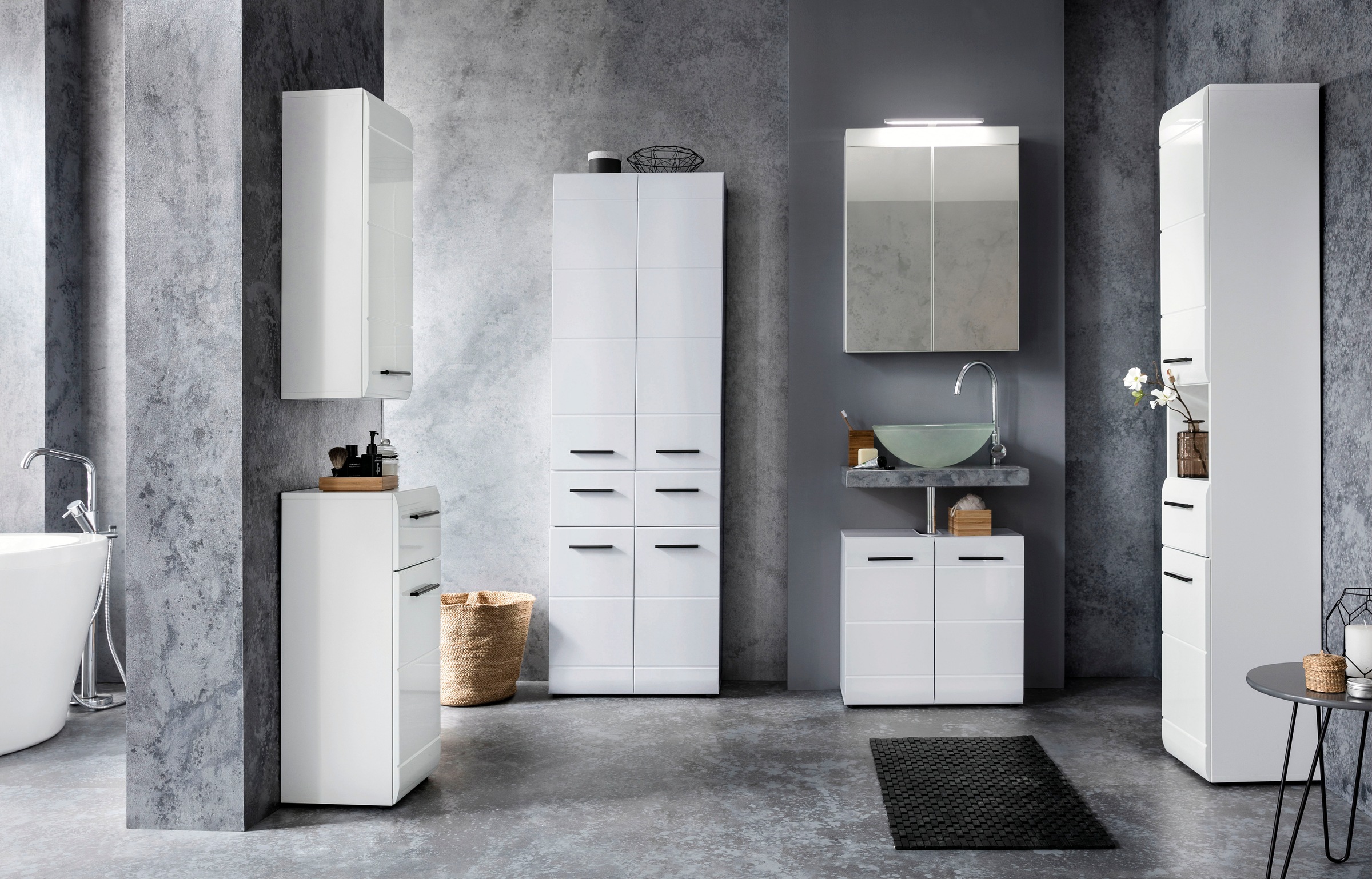 welltime Unterschrank »Sovana« Kommode mit 1 Tür & 1 Schublade - (B/T/H) 30/31/79 cm