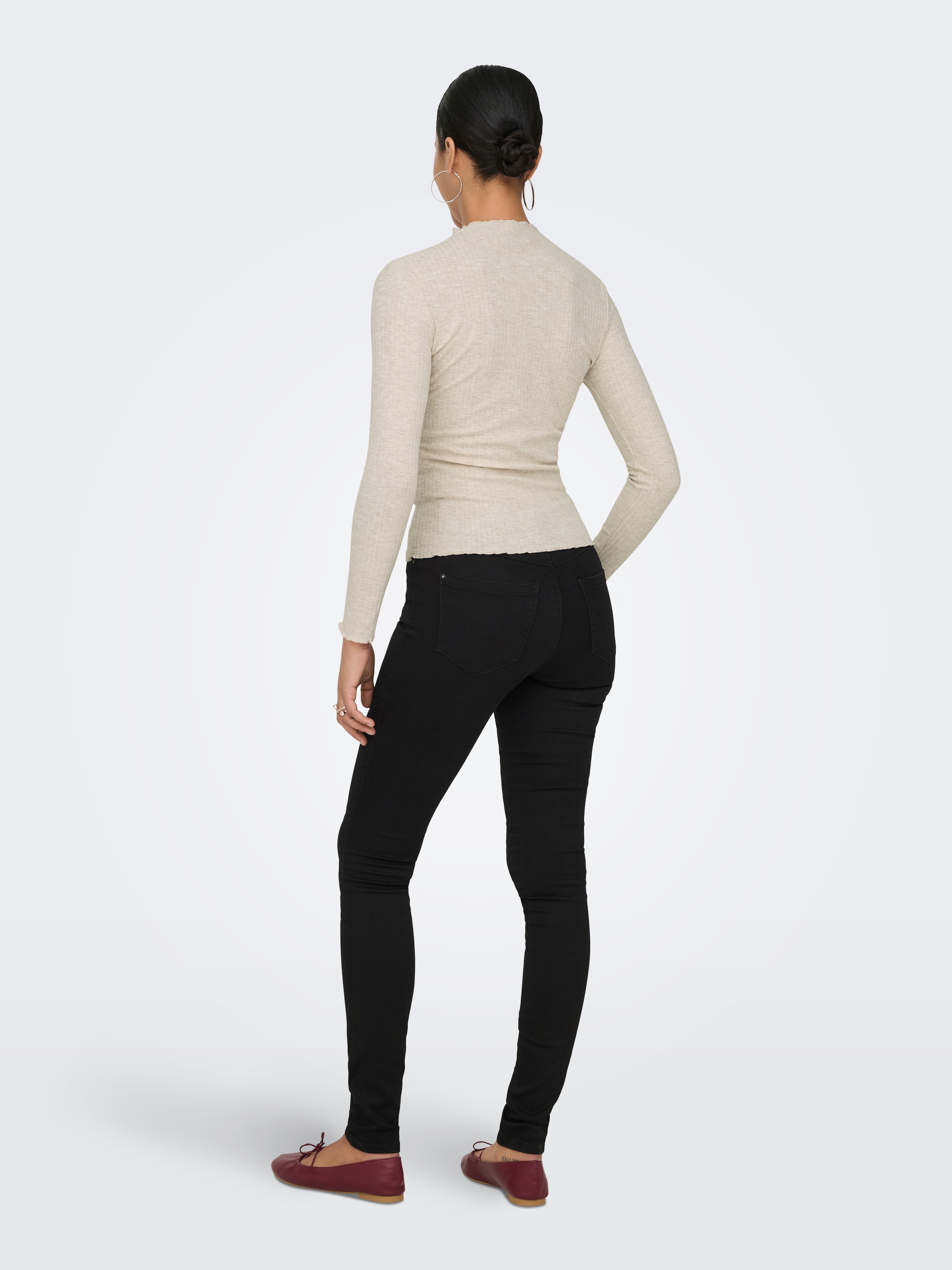 ONLY Langarmshirt »ONLEMMA L/S HIGH NECK TOP« Materialmix