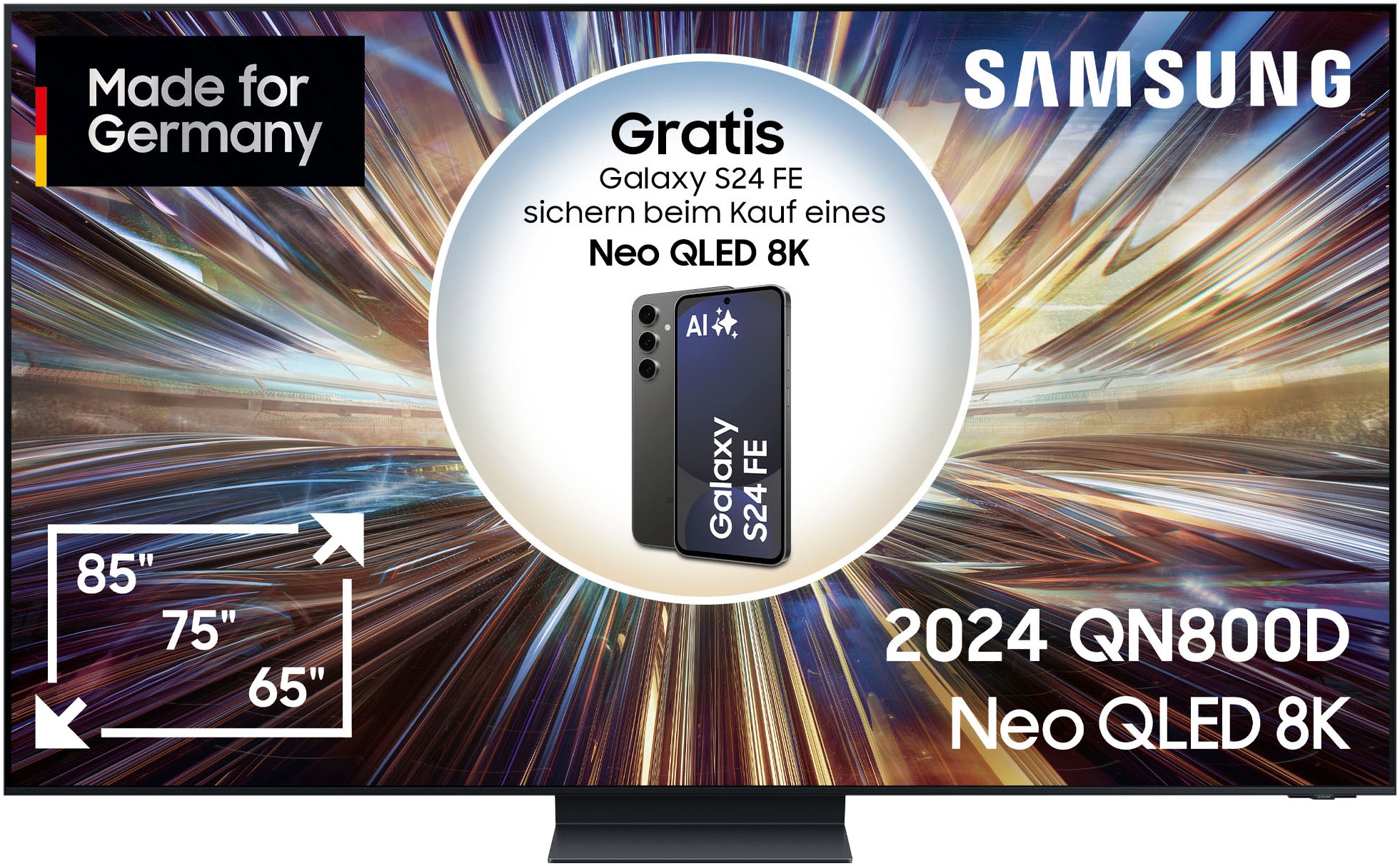Samsung QLED Mini LED-Fernseher »GQ85QN800DT«, 8K Ultra HD, Smart-TV, Neural Quantum 8K AI Gen2 Prozessor, bis zu 165Hz, AI Upscaling, KI TV