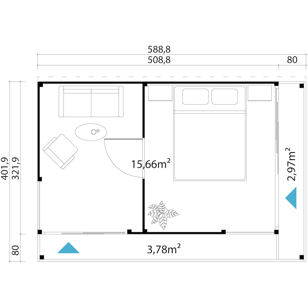 LASITA MAJA Gartenhaus »Domeo 3 Loggia Carbongrau«, (Set)