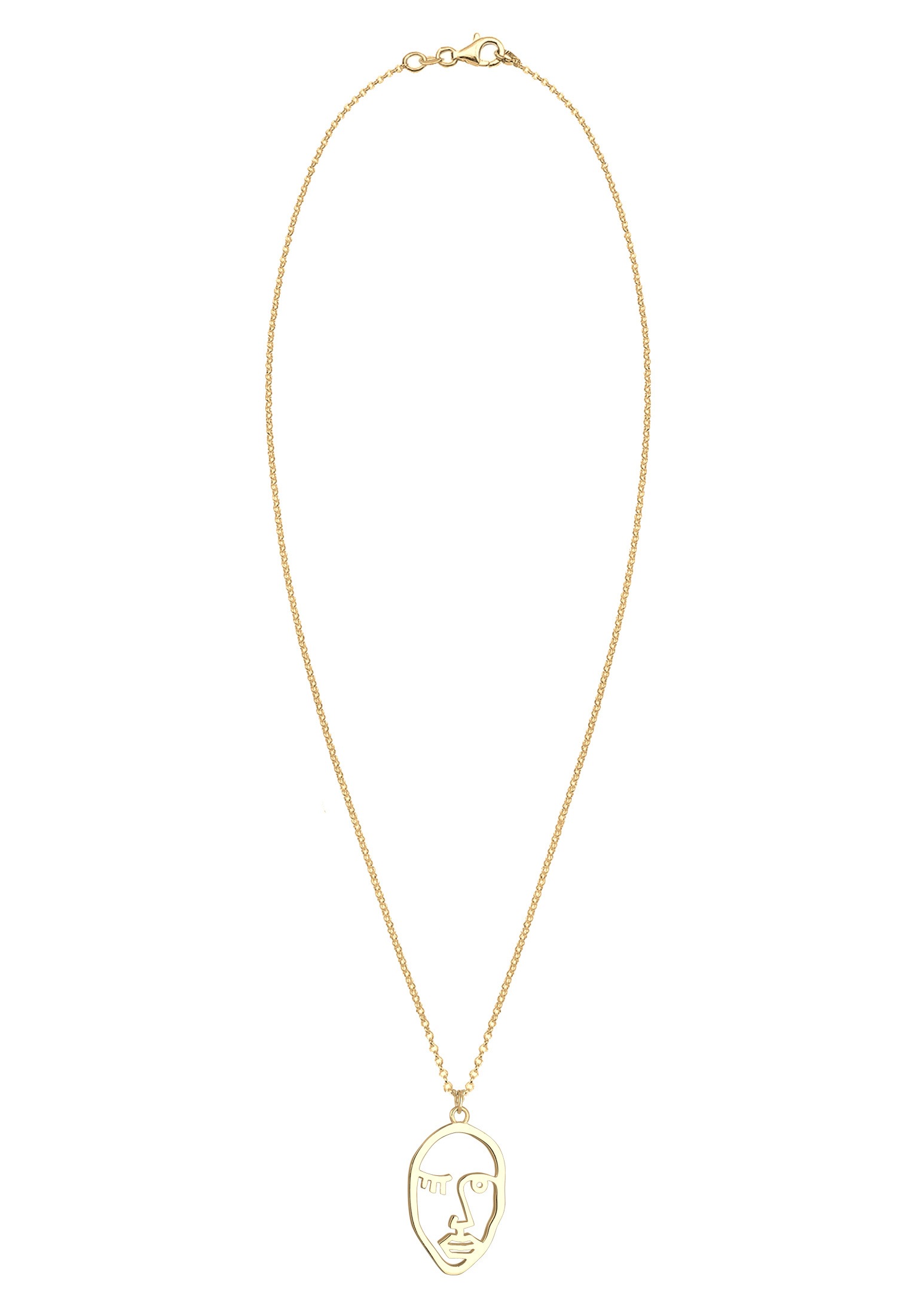 Elli Kette mit Anhänger »Halskette Gesicht Design 925 Sterling Silber vergoldet«