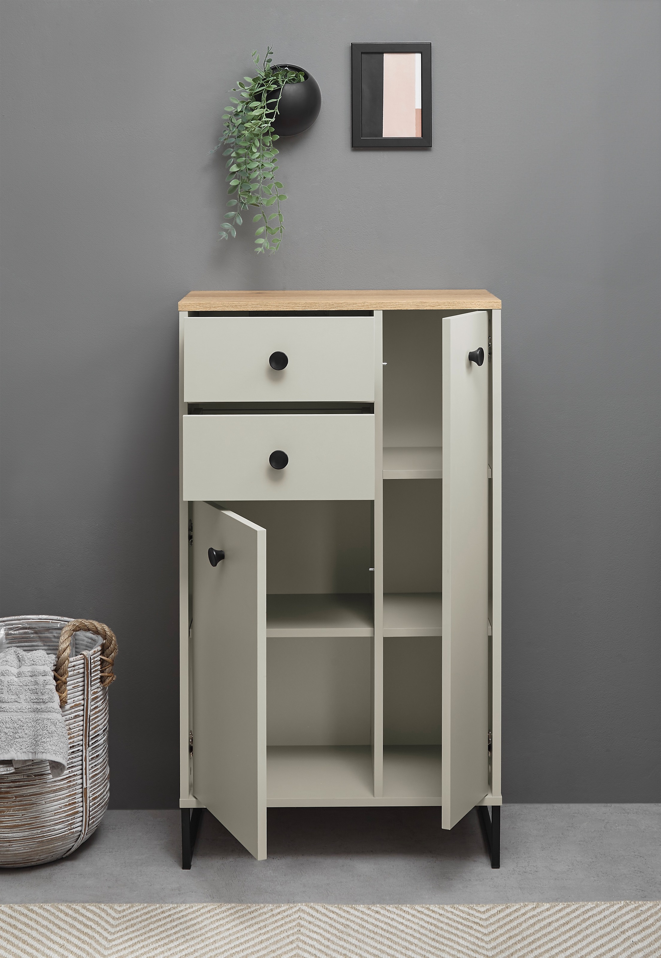 BASIC by Balculina Midischrank »Linea« 1 Stk. tlg. Breite 38cm, U-Profil Füße, Unterflurauszug