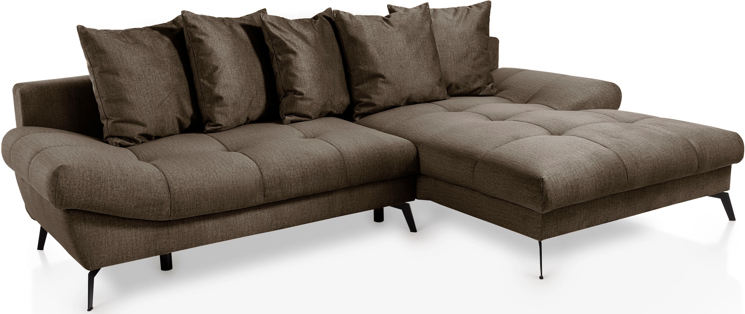 exxpo - sofa fashion Ecksofa »Olmedo, extravagantes Design und toller Sitzkomfort, L-Form«, inklusive Bettfunktion, Bettkasten und Rückenkissen
