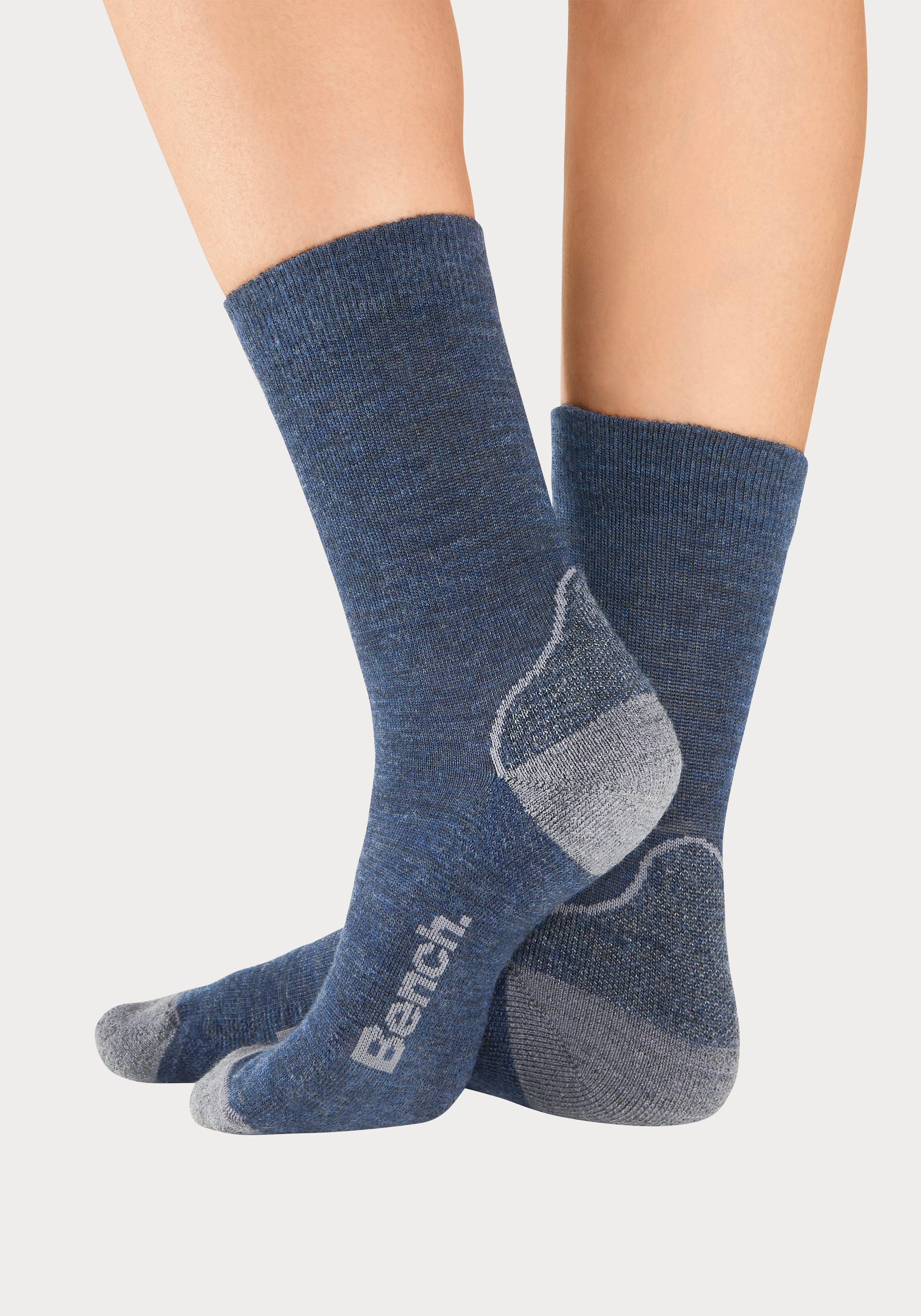 Bench. Wandersocken, (2 Paar), Wollsocken aus flauschigem Material mit 51% Wolle