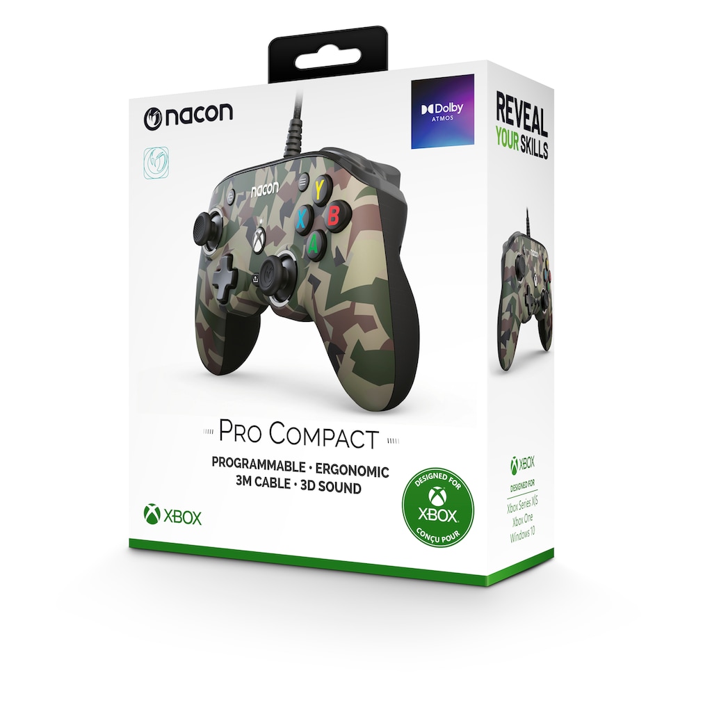 nacon Gaming-Controller »NA010350 Xbox Compact Controller PRO, kabelgebunden, 3D-Klang«, personalisierbar, camoflage forest