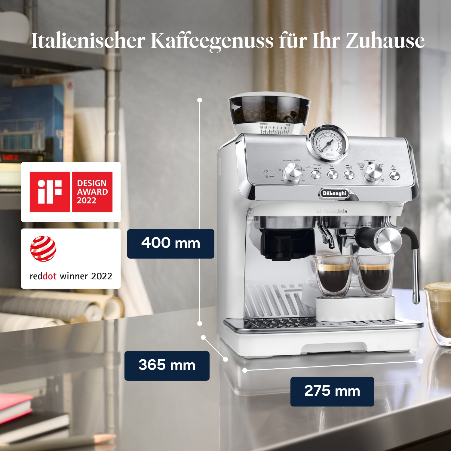 De'Longhi Espressomaschine »La Specialista Arte EC9155 - 4 Rezepte, 8 Mahlgradeinstellungen« 15 Mahlgrade, 3 Temperaturen, Milchschaumdüse