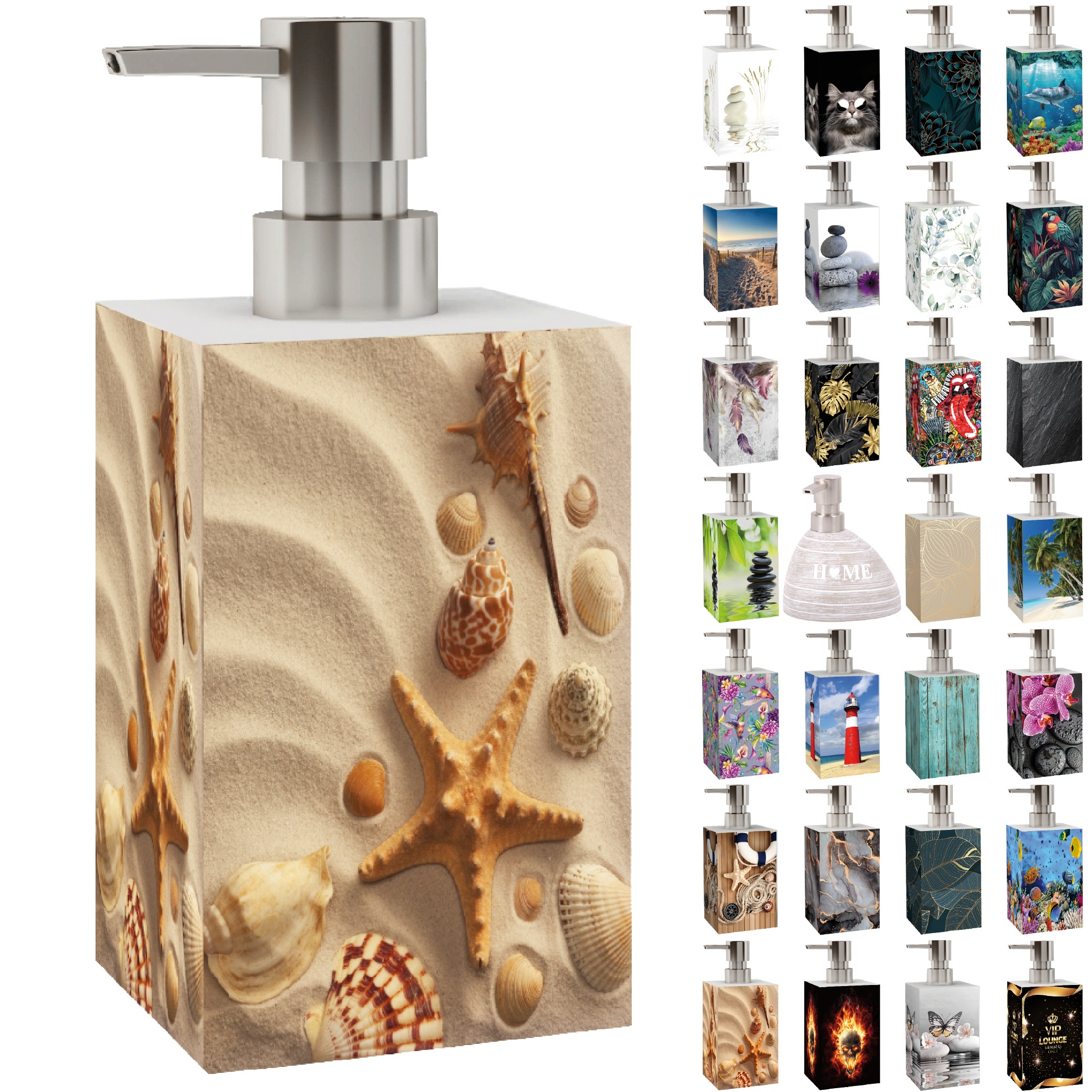 Sanilo Seifenspender »mit Motiv, viele schöne Desinfektionsspender zur Auswahll« modernes & stylisches Design, stabile Pumpe, hochwertig in beige