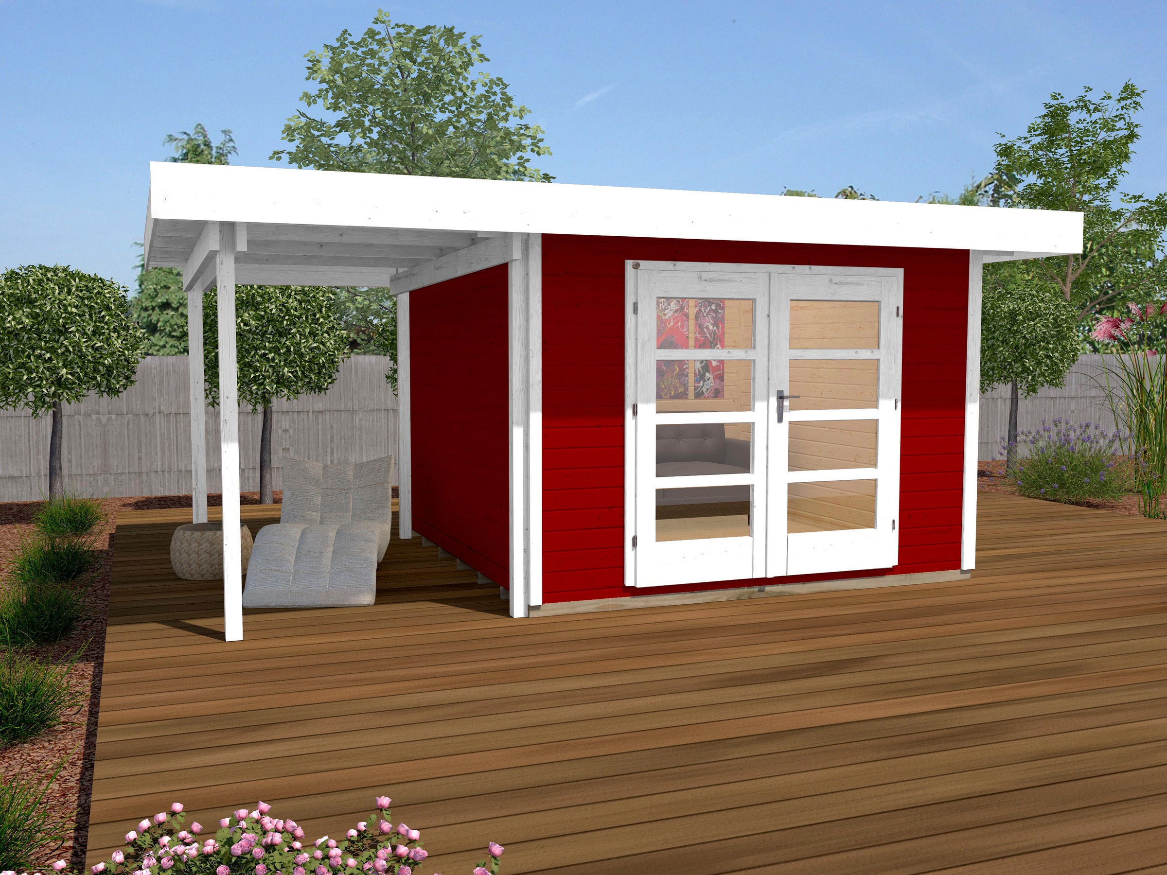 weka Gartenhaus »Designhaus 126 Plus«, (Set), mit Anbaudach