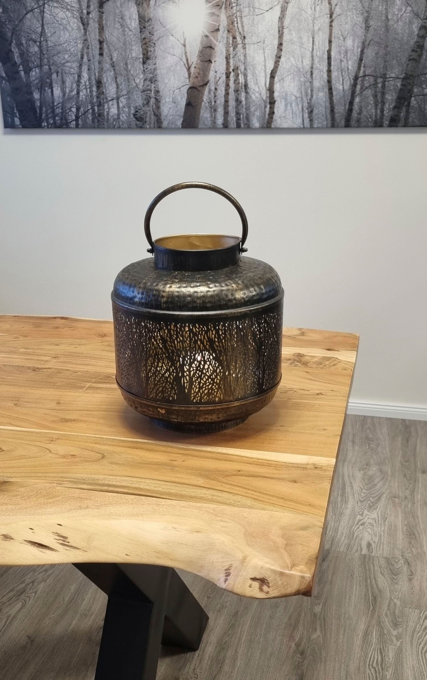 Ambiente Haus Kerzenlaterne »Laterne Walddesign mit Griff - (H) 42 cm«, (1 St.)