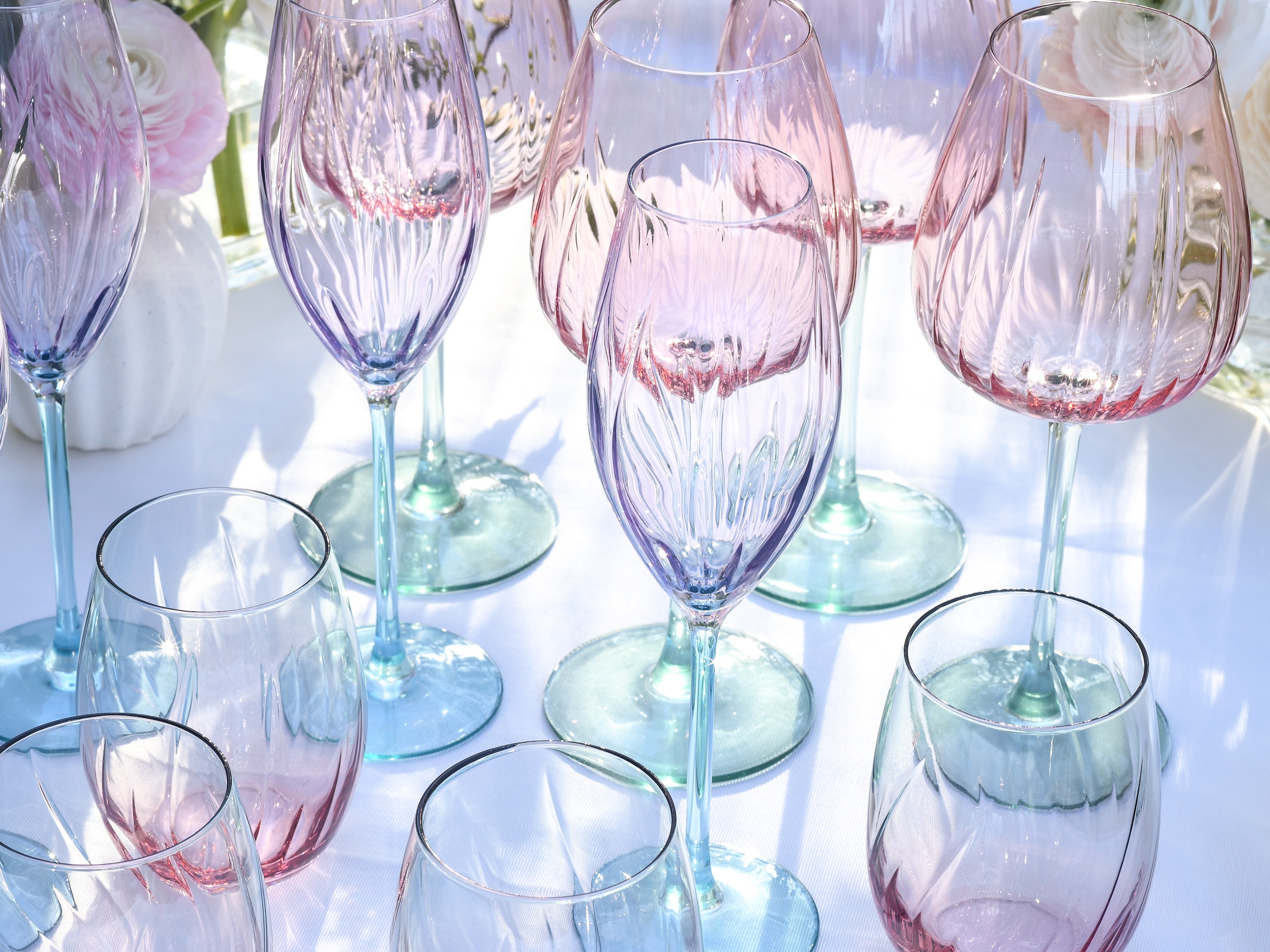 CreaTable Sektglas »Swirly Spring, Sektgläser-Set, 4-tlg.« Rillen Relief, Modern, Sommerlich, Leicht