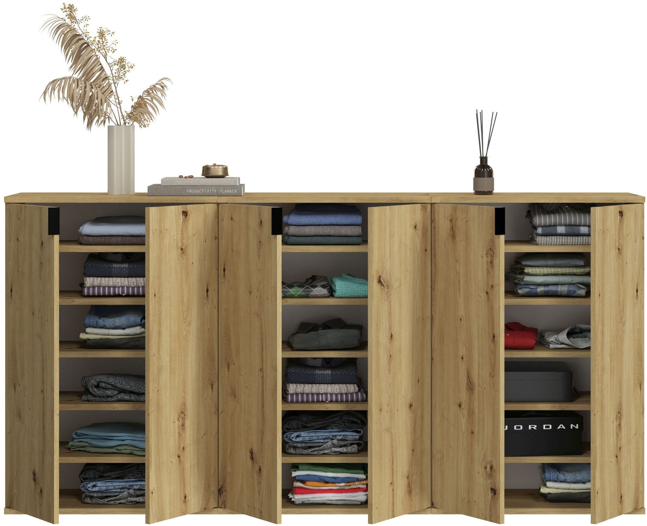 INOSIGN Garderoben-Set »Trondheim, Breite 183 cm, best. aus 3 Kommoden, 6 Türen, 18 Fächer«, (Set, 3 St.), Kommode, Sideboard, Kommodenkombination, Kommoden Set