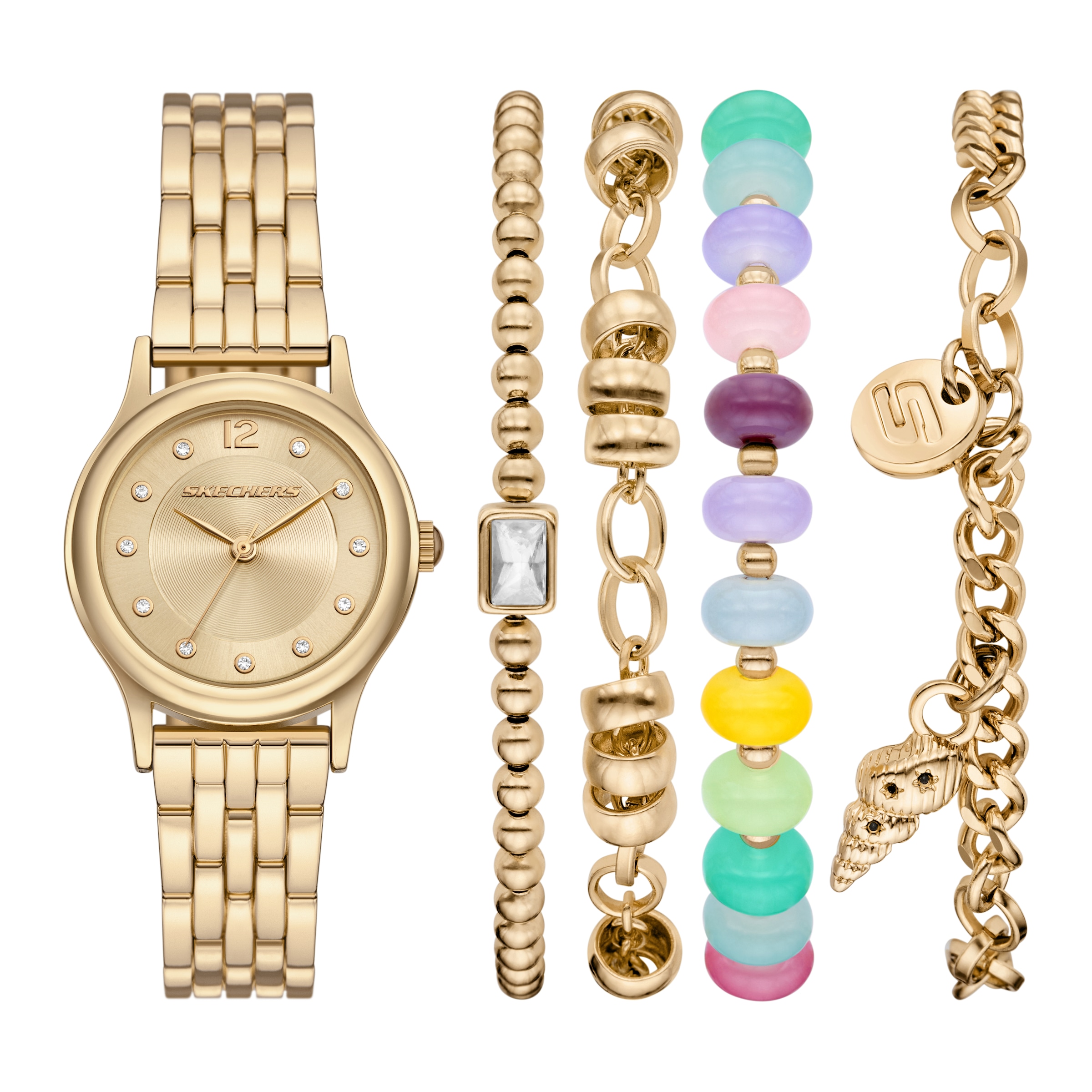 Skechers Quarzuhr »Rainbow Crystal Set« Armbanduhr, Damenuhr, Ideal auch als Geschenk, analog, Glassteine