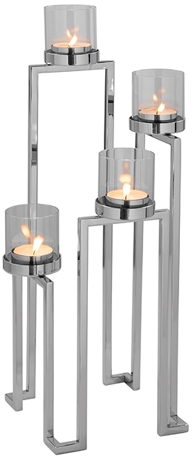 Shop Adventsleuchter Online Fink Kerzenhalter und bestellen 4-flammig, Glas, aus (1 OTTO Edelstahl St.), im Weihnachtsdeko«, »GRANT,