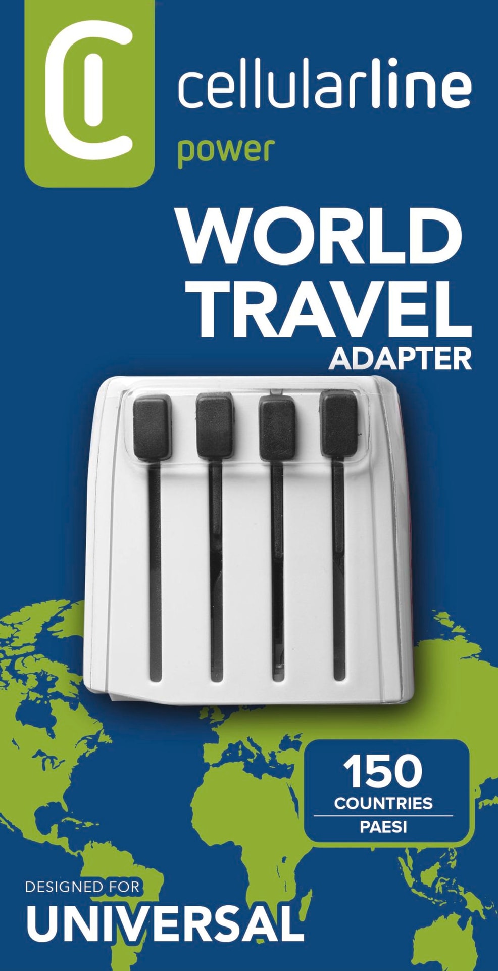 Cellularline Reiseadapter »World Travel Charger«, geeignet für Europa, UK, Australien, USA und bis zu 150 Länder