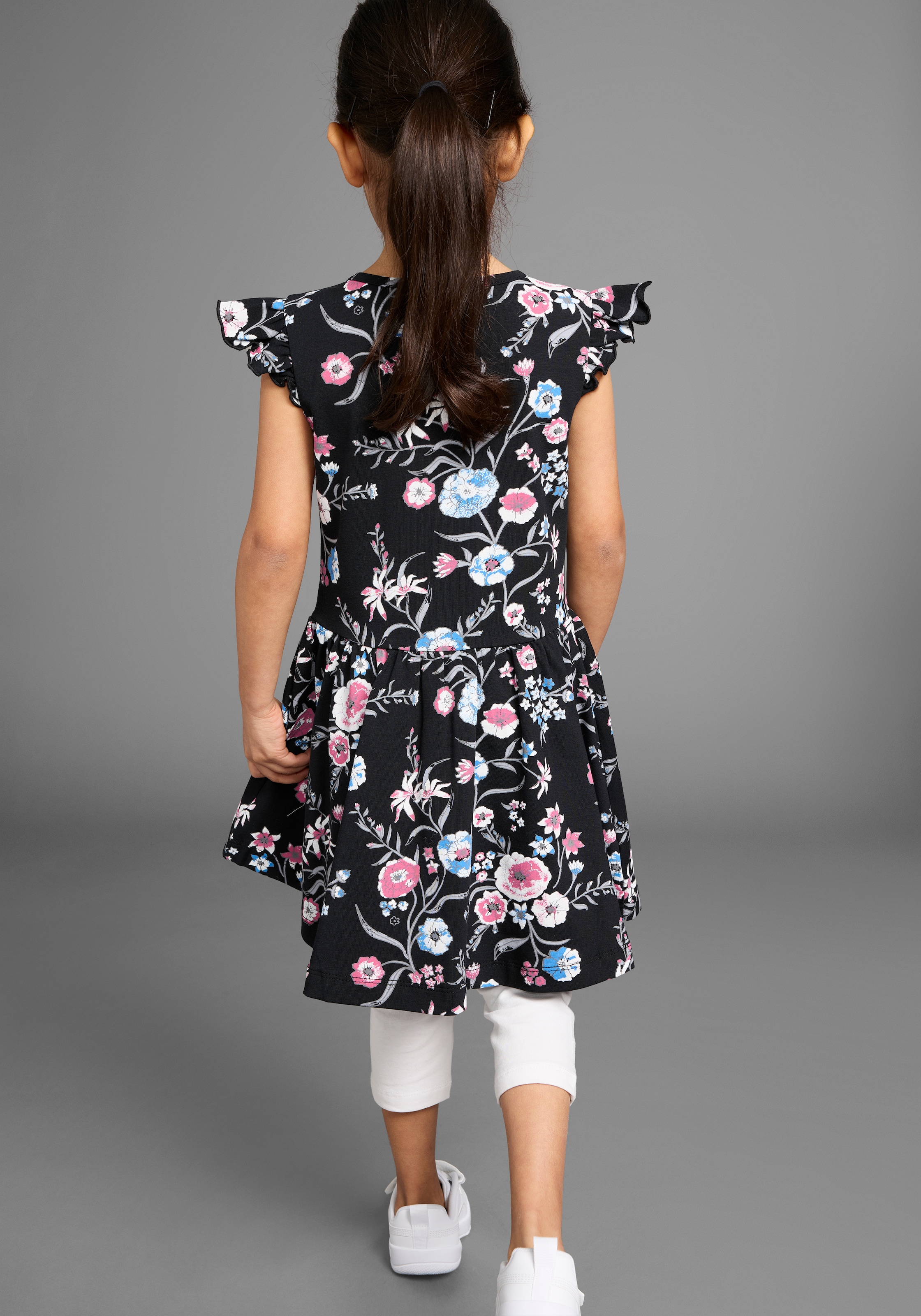 KIDSWORLD Jerseykleid »Shirtkleid im trendigen Allover-Muster«, mit Flügelärmeln