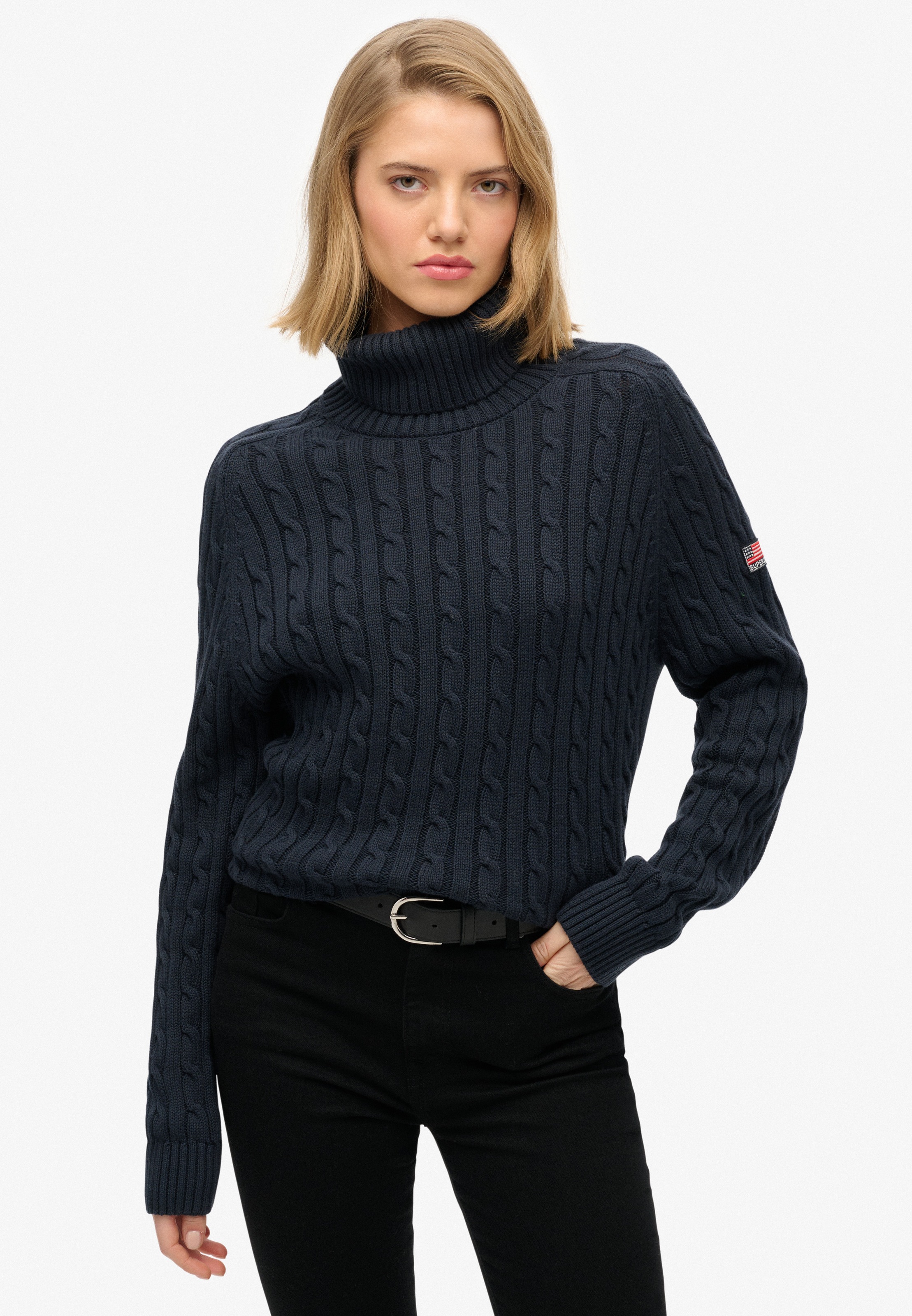 Superdry Rollkragenpullover »SLOUCHY CABLE ROLL NECK« Baumwolle, loose fit