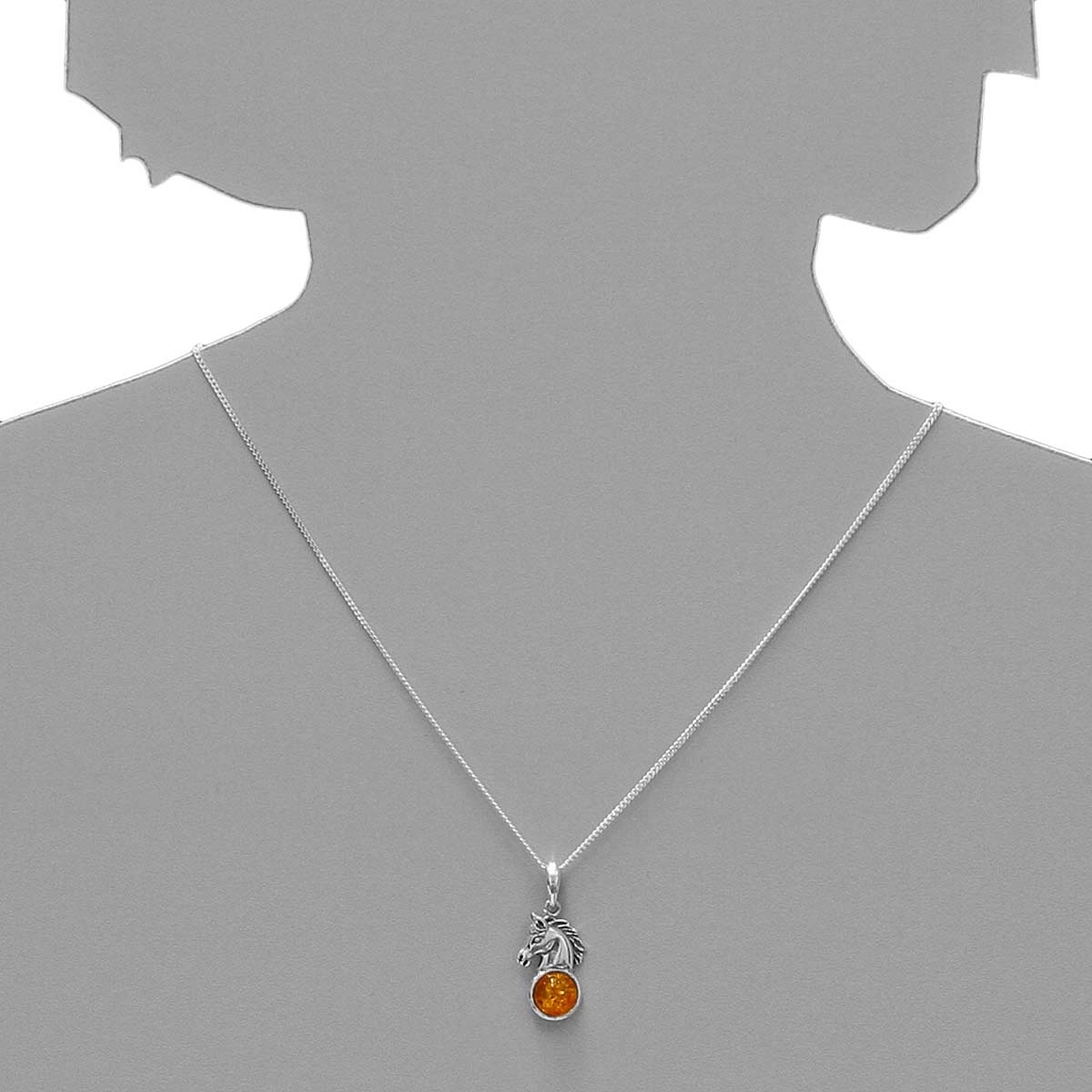 OSTSEE-SCHMUCK Kette mit Anhänger »- Pferdekopf - Silber 925/000 - Bernstein«