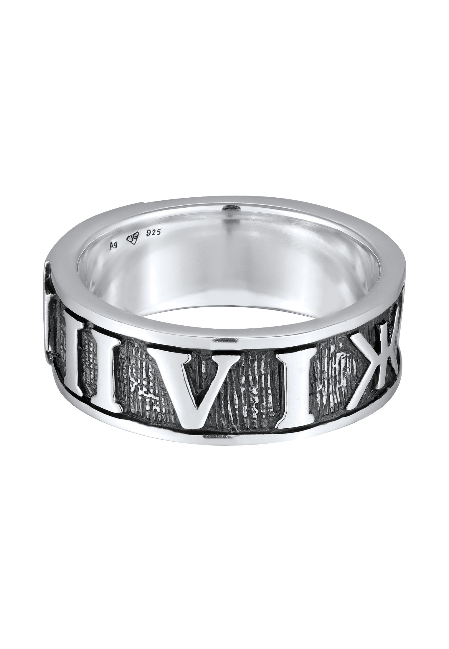 Kuzzoi Silberring »Ring Siegelring Römische Zahlenfolge Emaille 925 Silber«