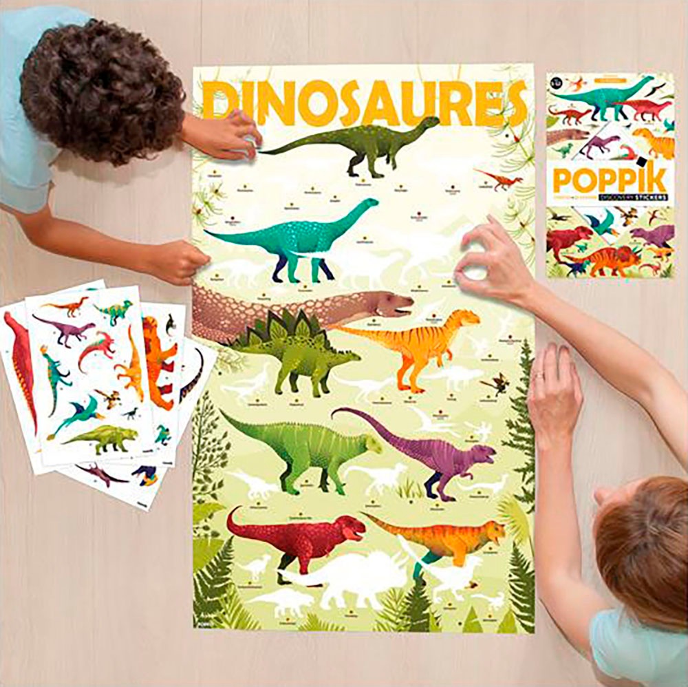 POPPIK Kreativset »Sticker Lernposter, Dinosaurier«