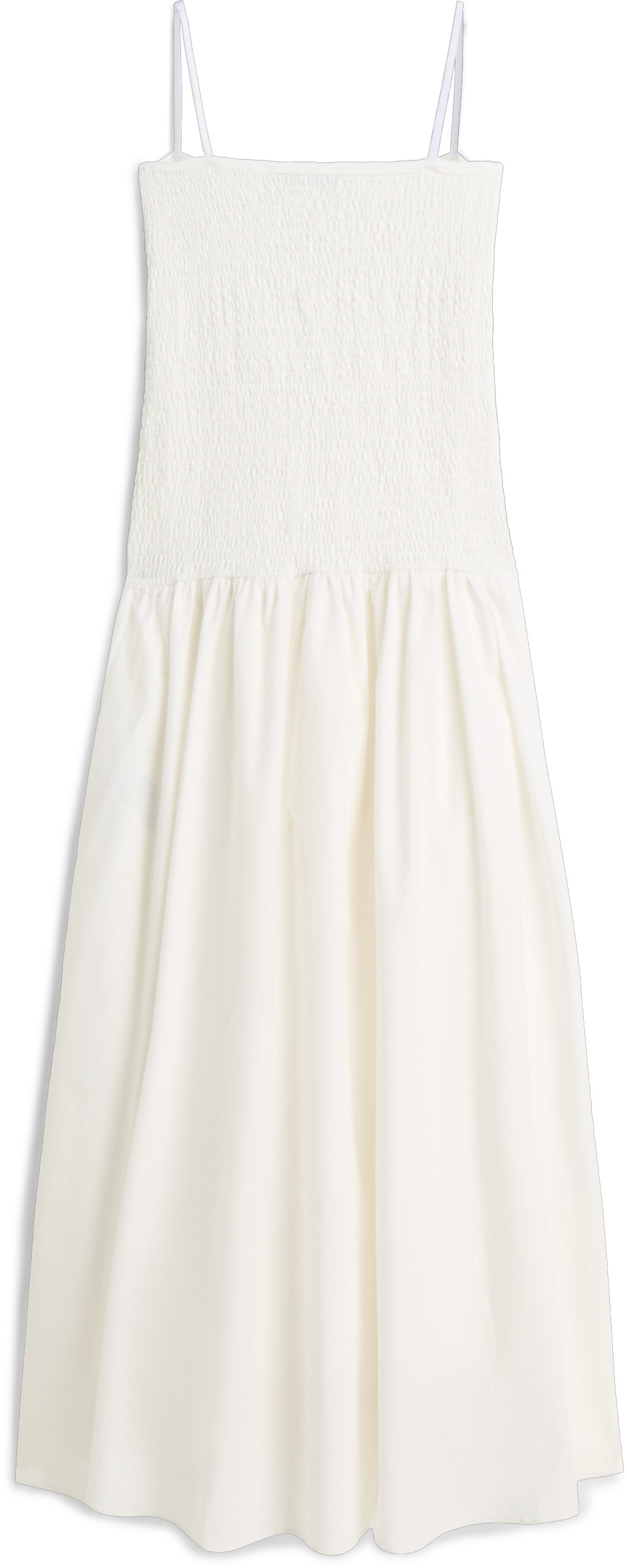 Tommy Jeans Trägerkleid »TJW SMOCK FABRIC MIX MAXI DRESS« Baumwolle, gesmoktes Oberteil, schmale Träger