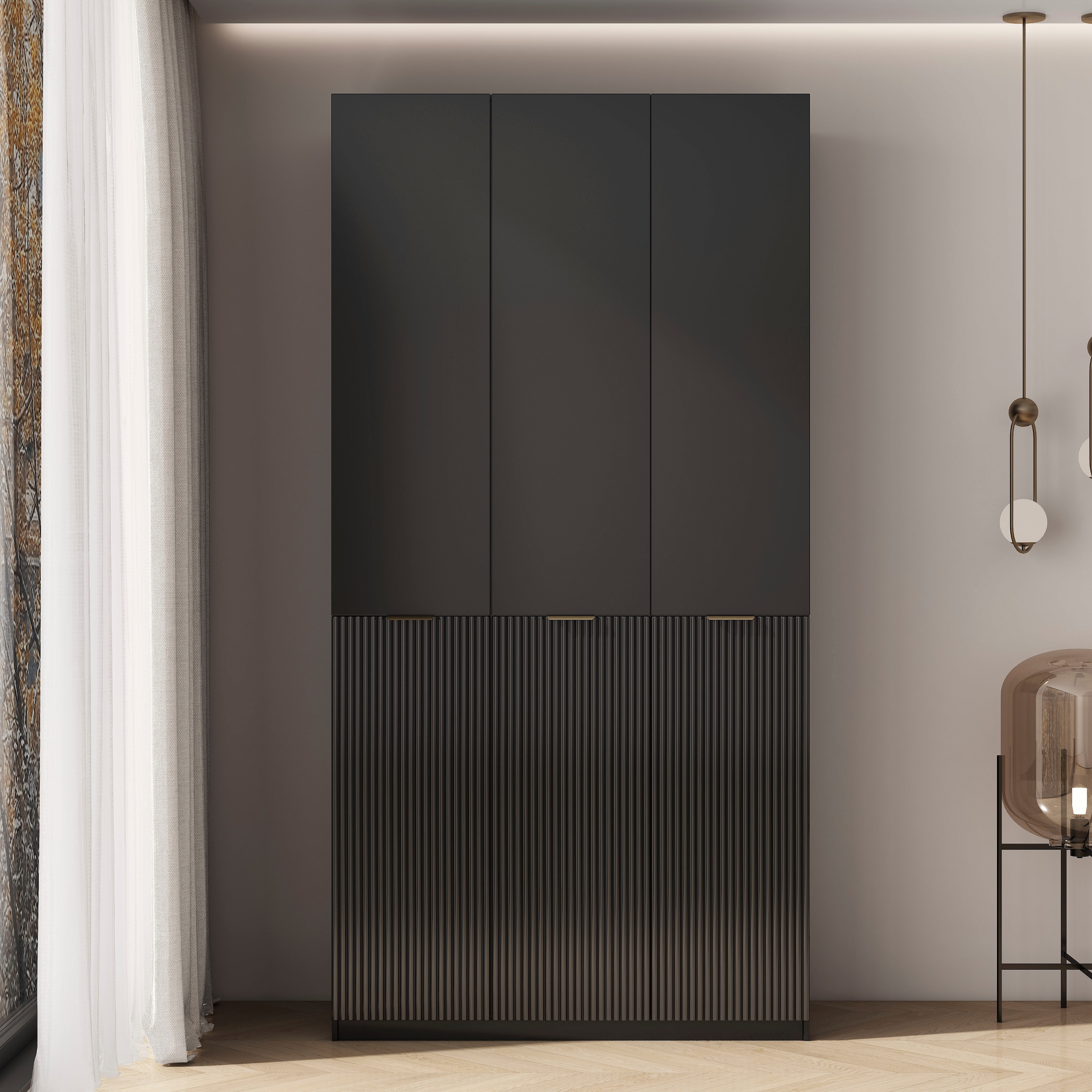 OTTO home Kleiderschrank »Jorella Schlafzimmerschrank Garderobe mit Softclose« eleganter Schlafzimmerschrank Rillendesign Trend Breite 121cm
