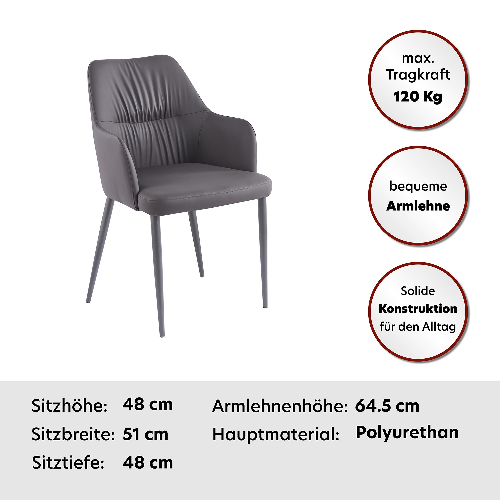 Kayoom Polsterstuhl »Stuhl Merit 125 2er-Set, bequemer Sitzkomfort, Handarbeit« (Set) 2 Stk. Bequem gepolstert, mit Armlehne, Handmanufaktur