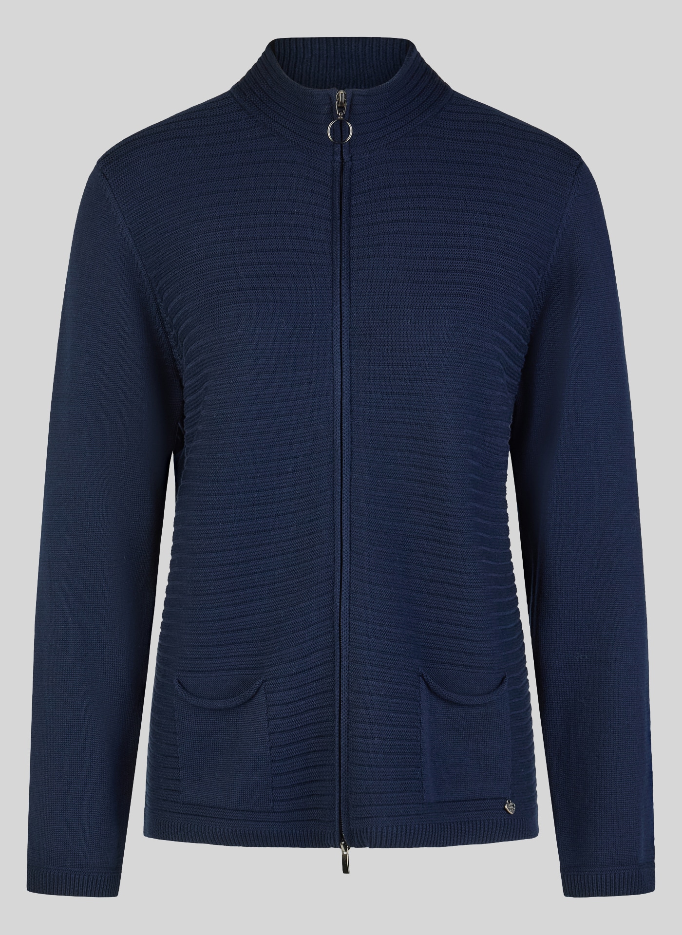 Rabe Strickjacke mit Stehkragen und Reißverschluss