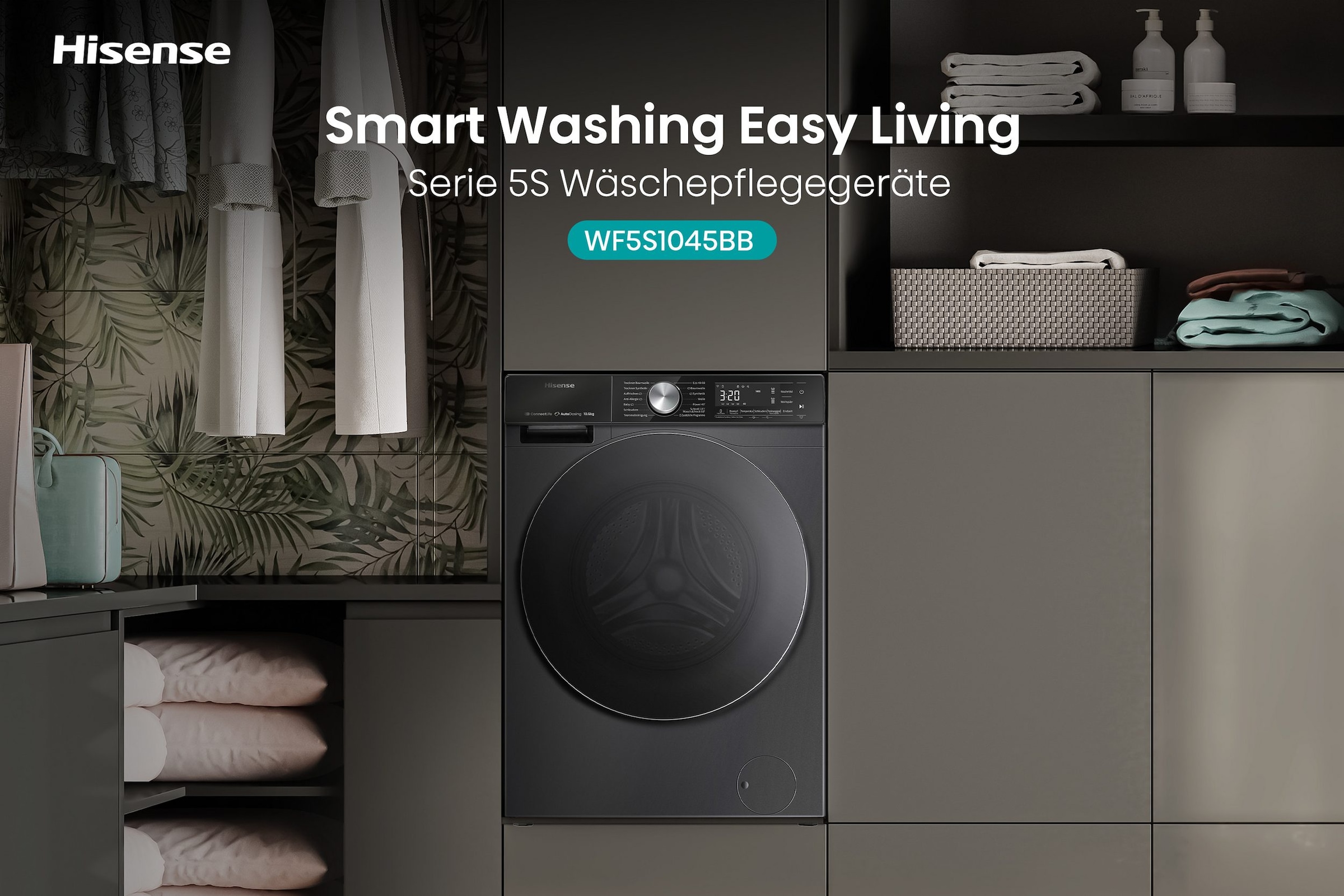 Hisense Waschmaschine 5S Serie »WF5S1045BB« 10,5 kg 1400 U/min AutoDosing