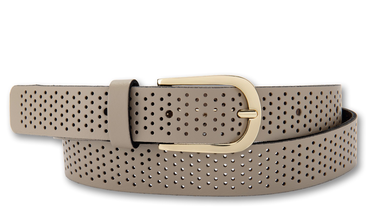 Bernd Götz Damen Ledergürtel mit Rasterprägung in grau, Größe 90