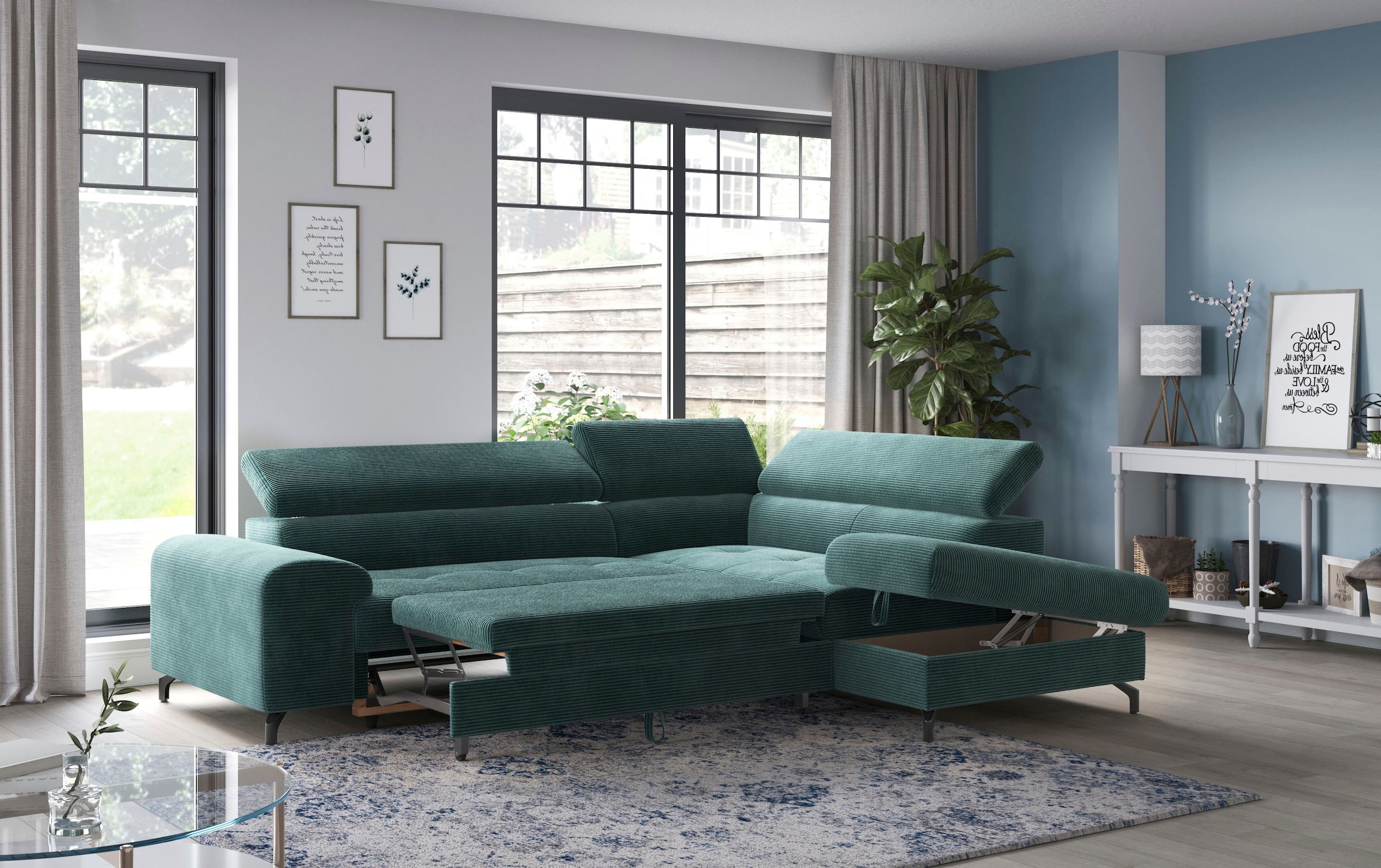 COTTA Ecksofa »Aura L-Form«, mit Schlaffunktion, Bettkasten und Kopfteilverstellung